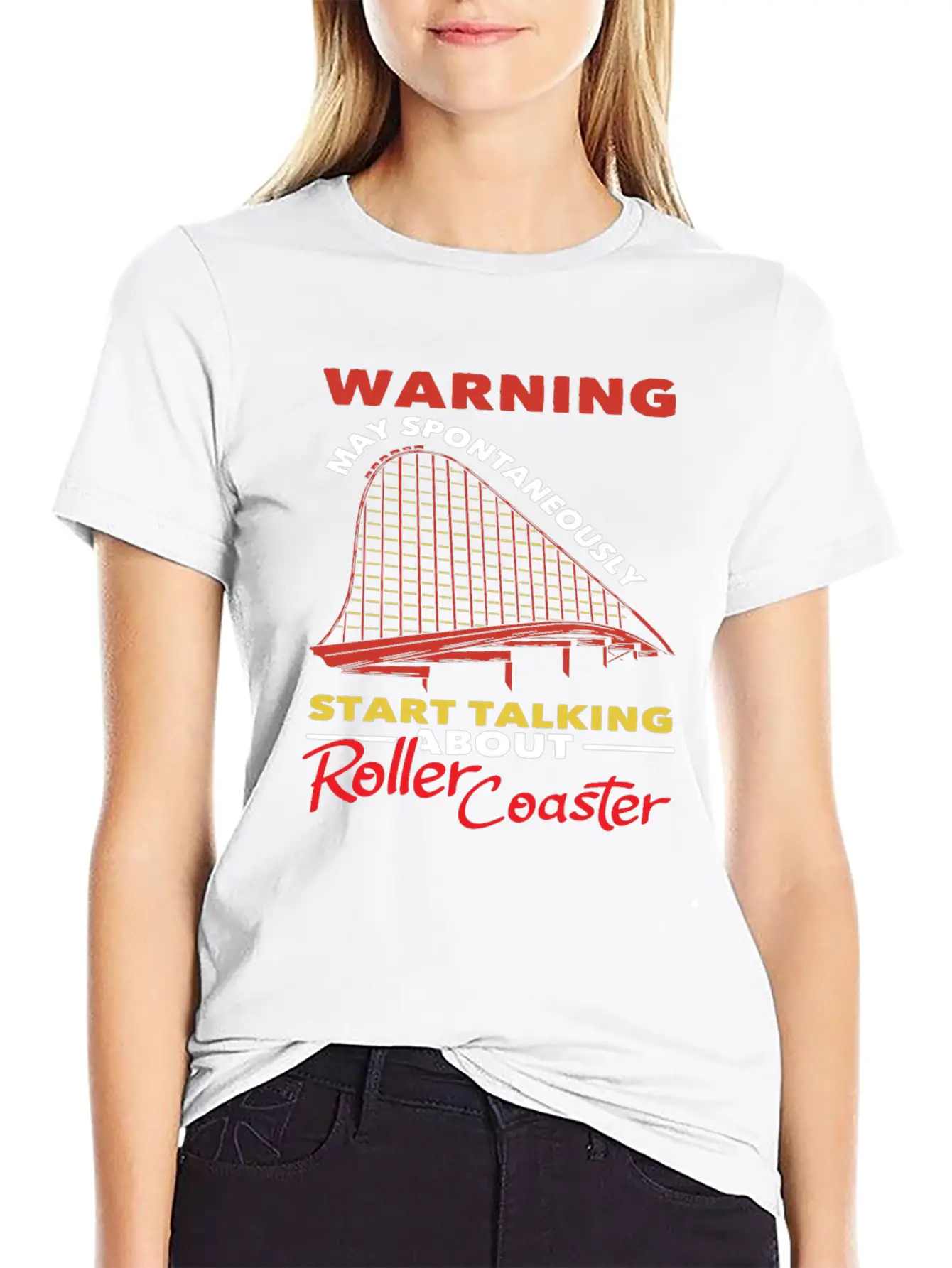 Roller Coaster Warning May Spontaneously Start Relaxed Everyday Tee – Lightweight And Durable Cotton