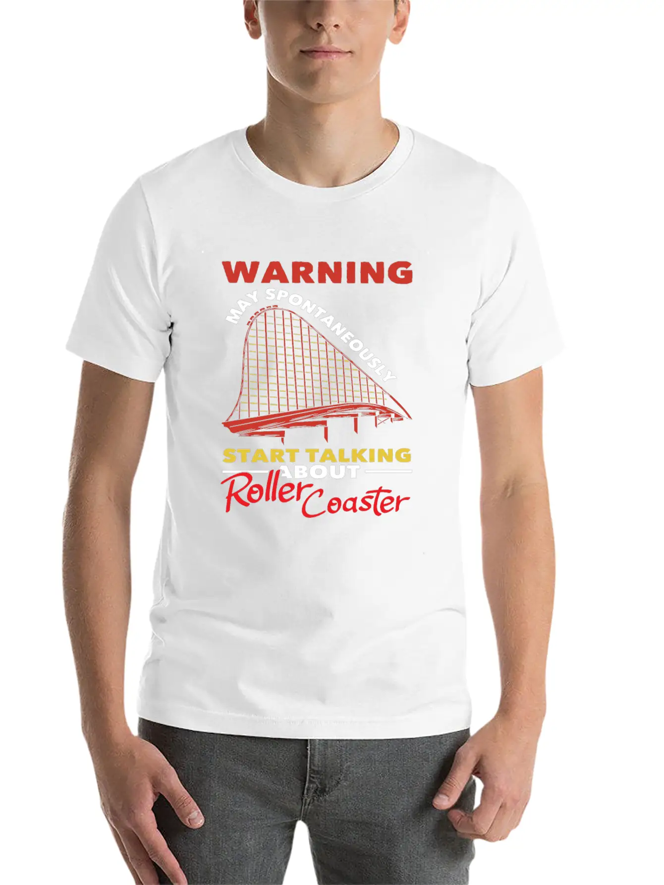Roller Coaster Warning May Spontaneously Start Relaxed Everyday Tee – Lightweight And Durable Cotton