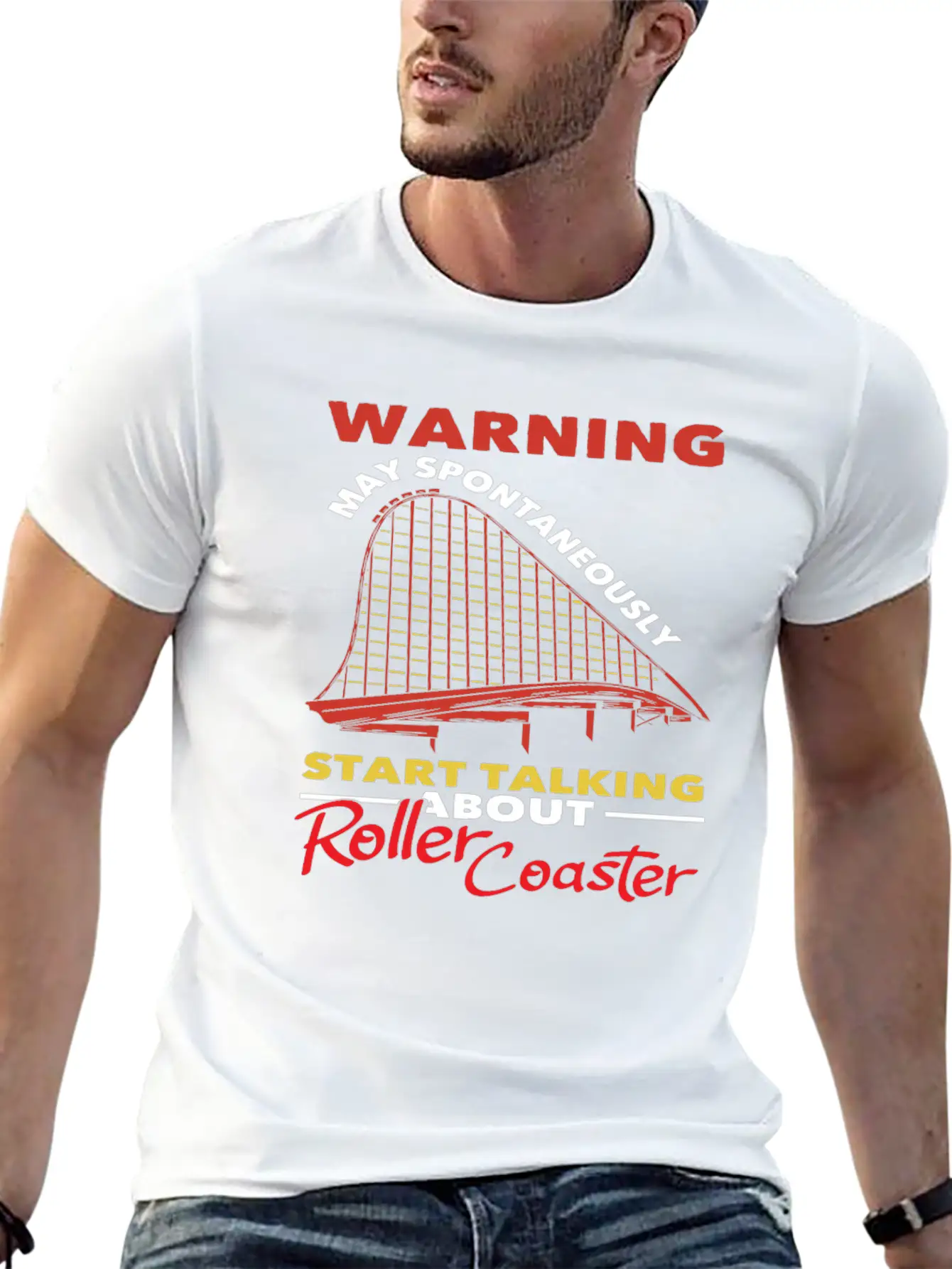 Roller Coaster Warning May Spontaneously Start Relaxed Everyday Tee – Lightweight And Durable Cotton