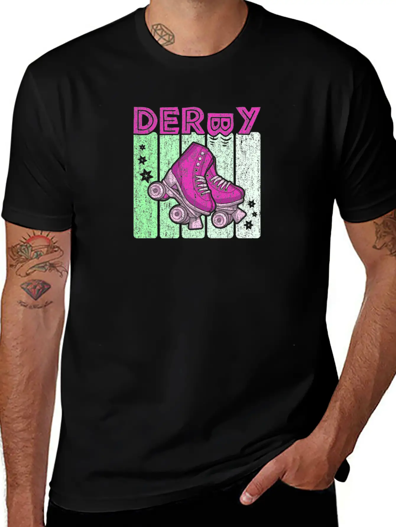 Roller Derby 70s Skate Disco Lightweight Cotton T-Shirt – Daily Comfort Graphic Shirt