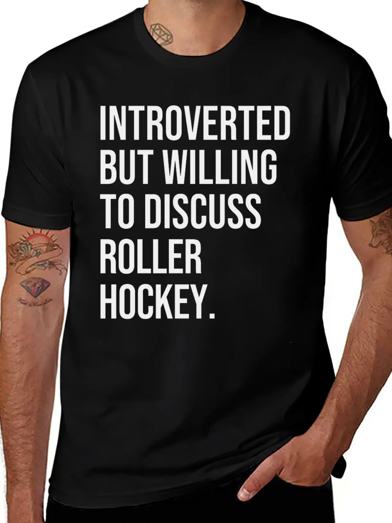 Roller Hockey Funny Introverted Sport Saying Essential Cotton Tee For Daily Outfits – Unisex Style