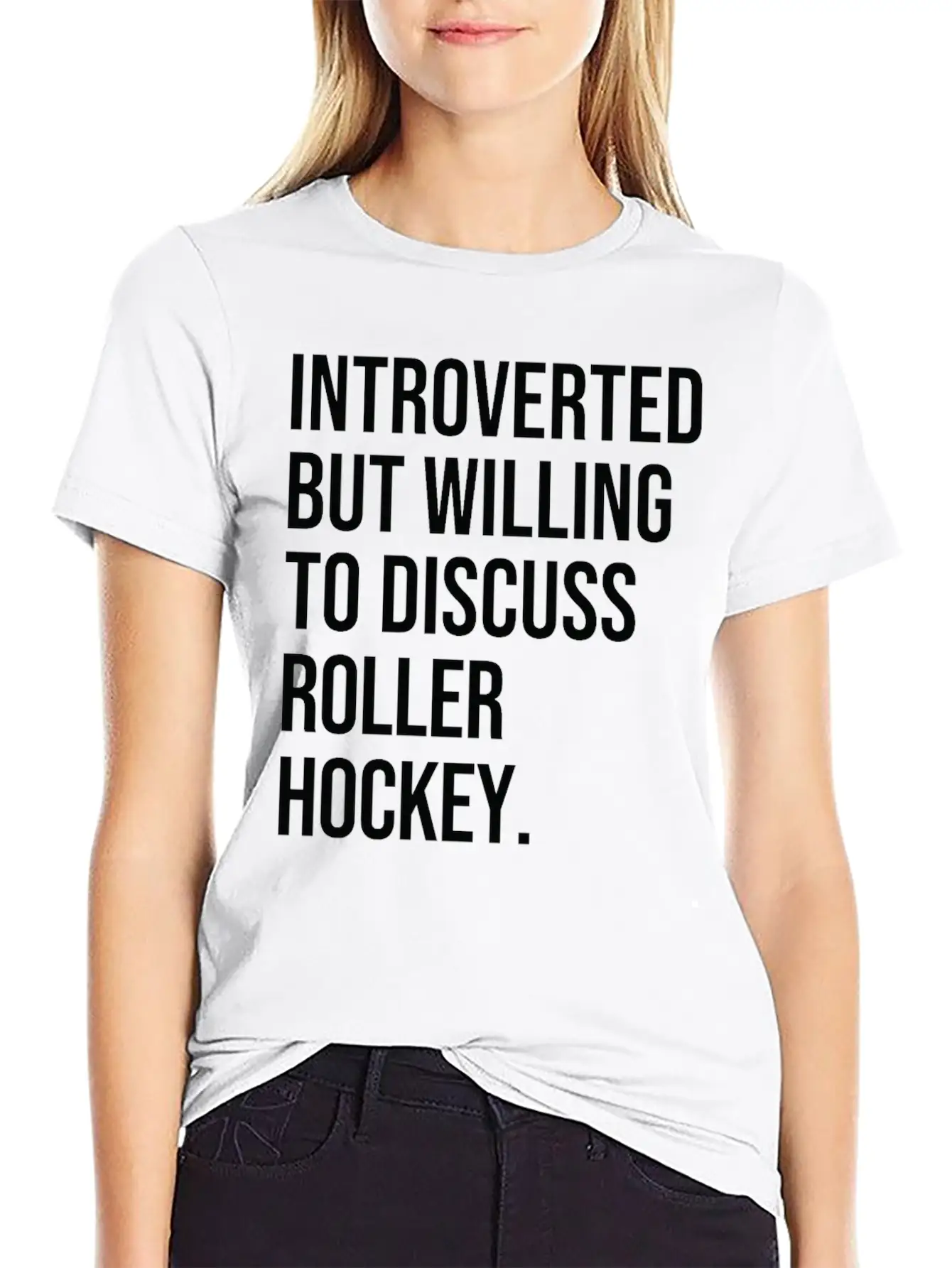 Roller Hockey Funny Introverted Sport Saying Essential Cotton Tee For Daily Outfits – Unisex Style