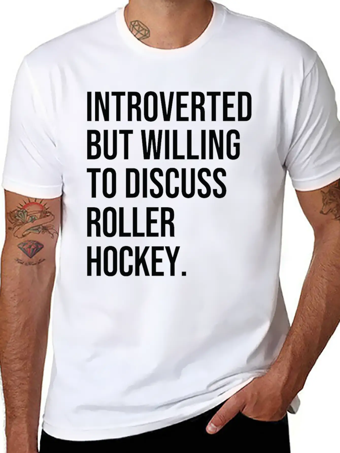 Roller Hockey Funny Introverted Sport Saying Essential Cotton Tee For Daily Outfits – Unisex Style