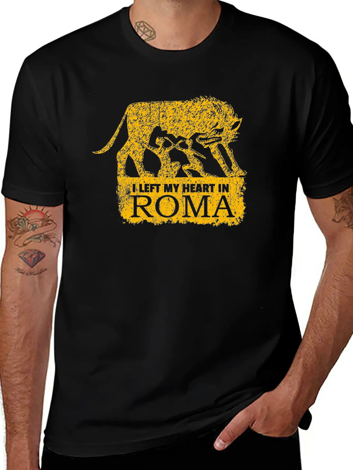 Roma Wolf Grunge Classic Fit Graphic Tee For Daily Comfort – Unisex Cotton Shirt