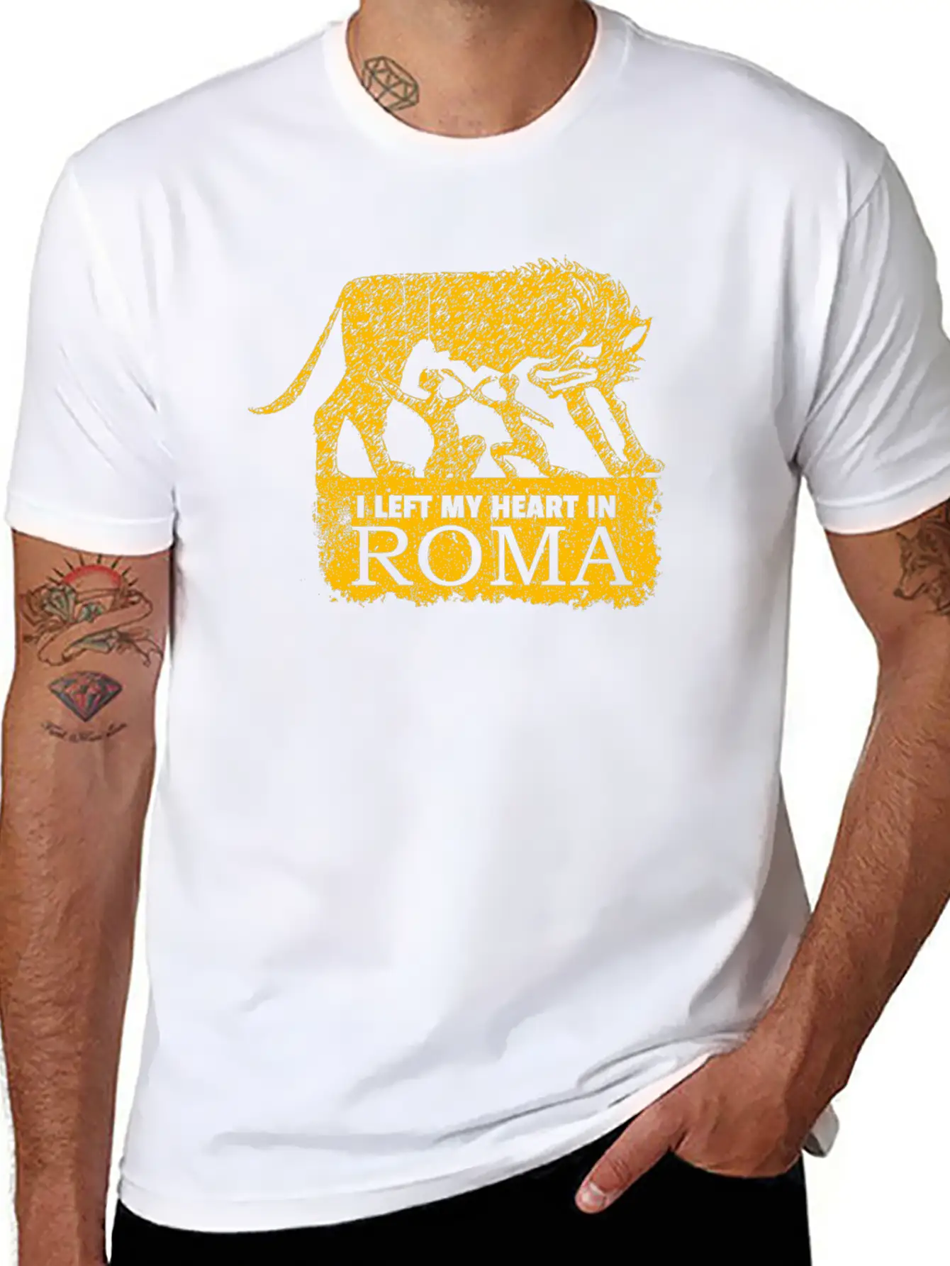 Roma Wolf Grunge Classic Fit Graphic Tee For Daily Comfort – Unisex Cotton Shirt