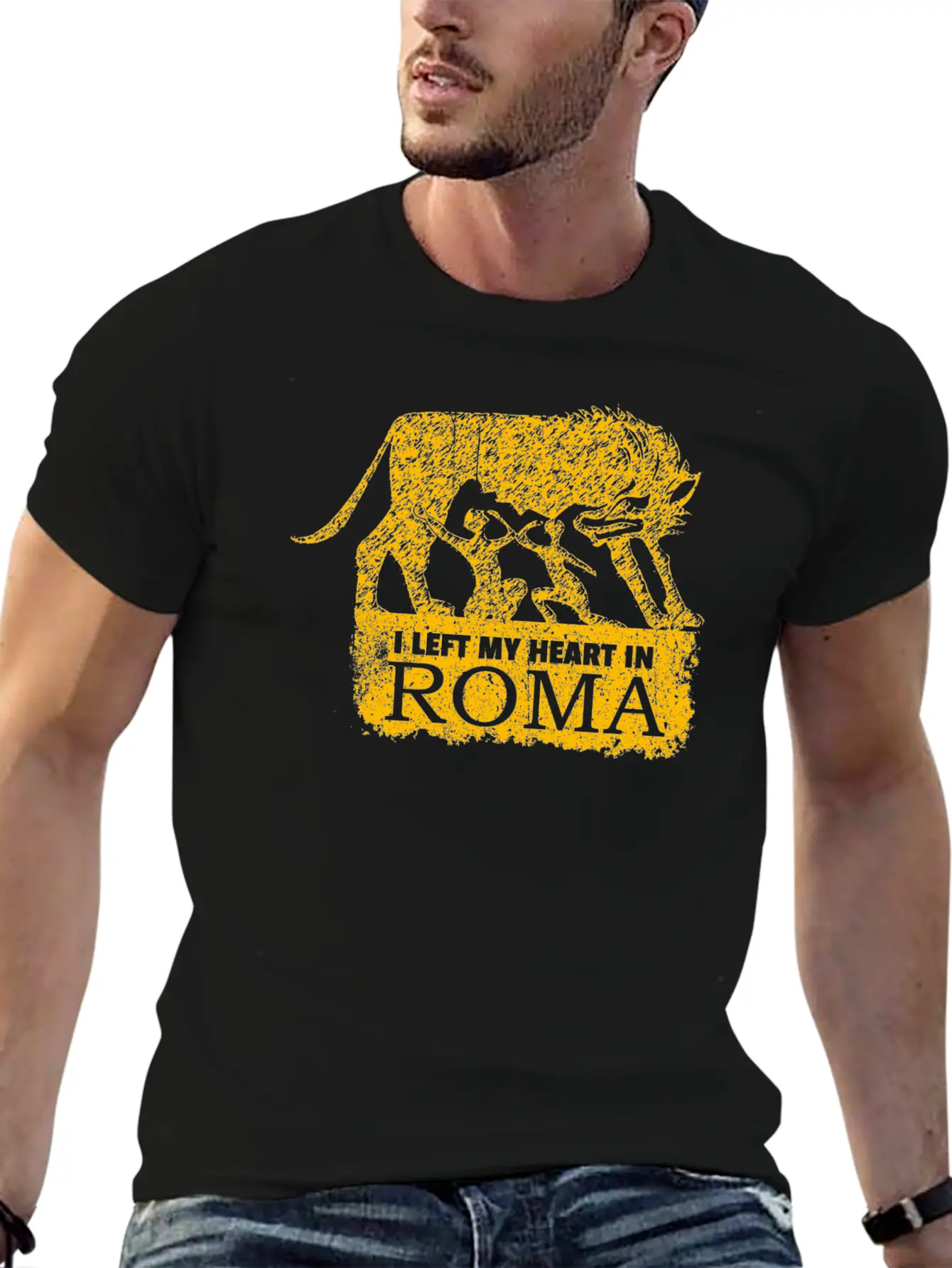 Roma Wolf Grunge Classic Fit Graphic Tee For Daily Comfort – Unisex Cotton Shirt