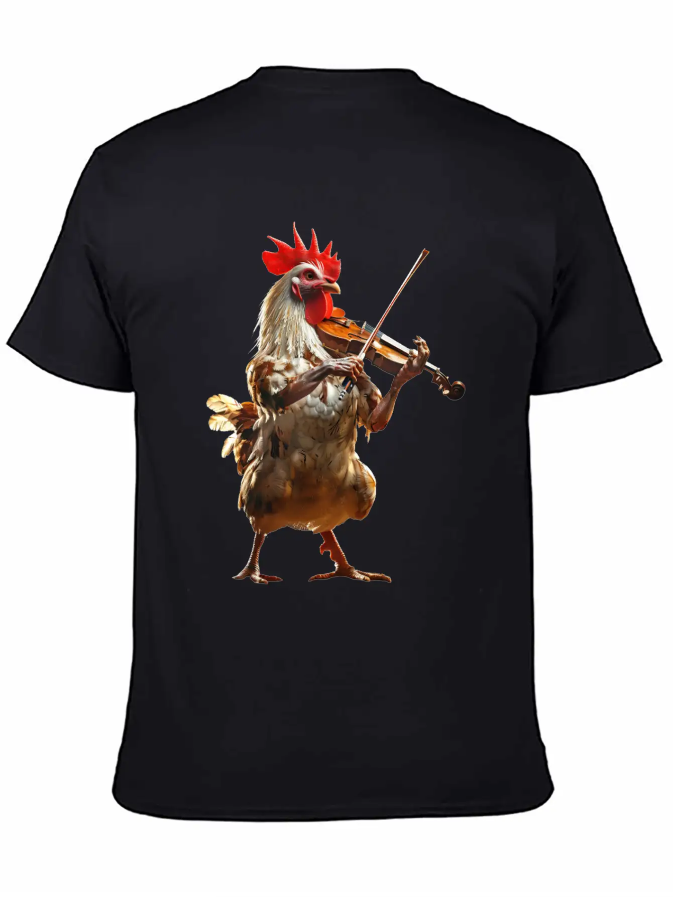 Rooster Violin Lightweight Cotton T-Shirt – Daily Comfort Graphic Shirt