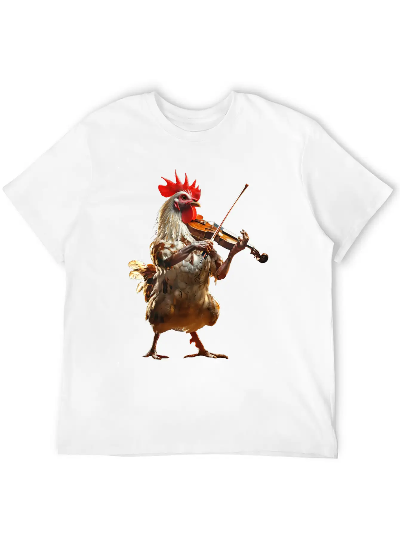 Rooster Violin Lightweight Cotton T-Shirt – Daily Comfort Graphic Shirt