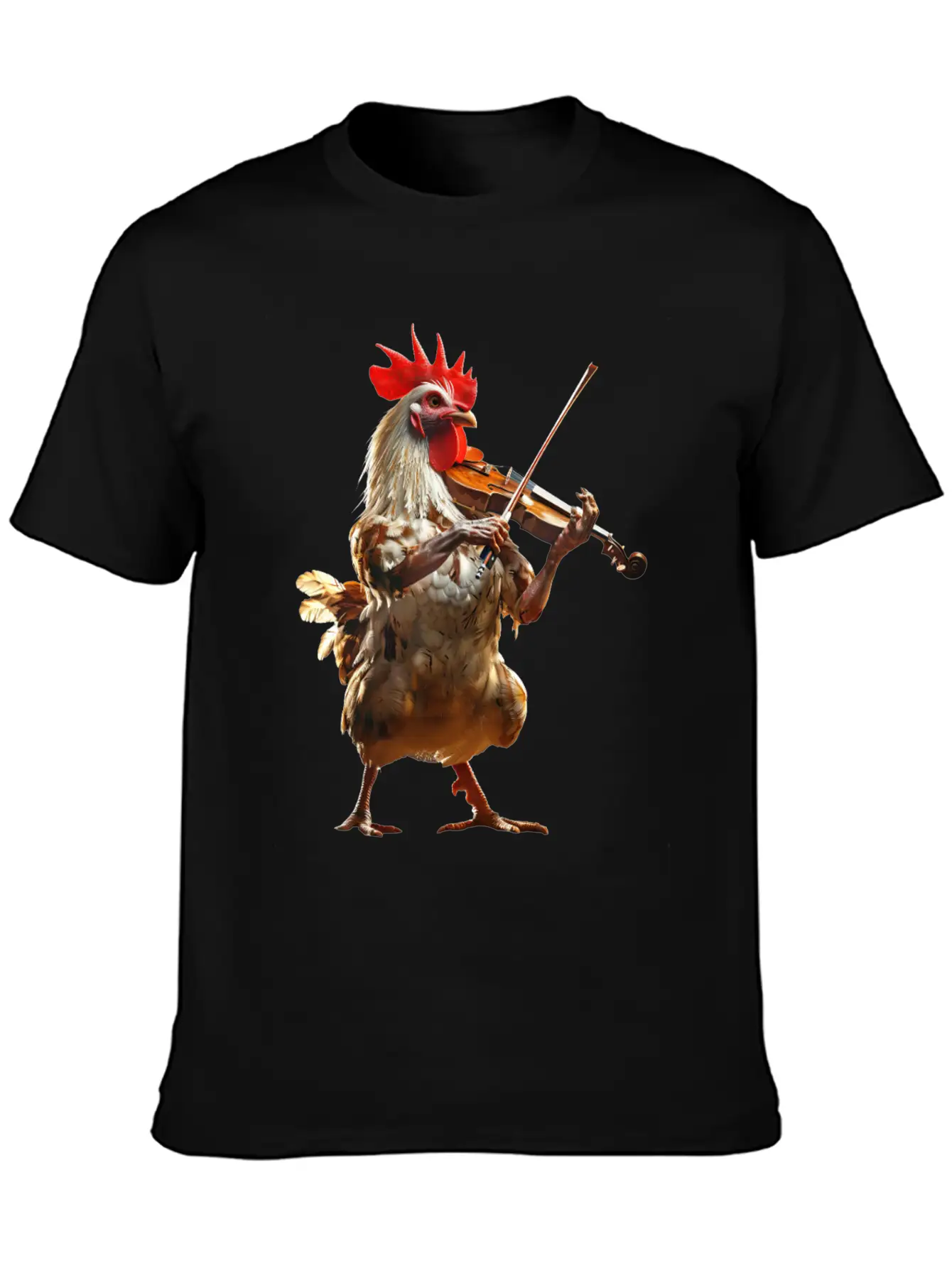 Rooster Violin Lightweight Cotton T-Shirt – Daily Comfort Graphic Shirt