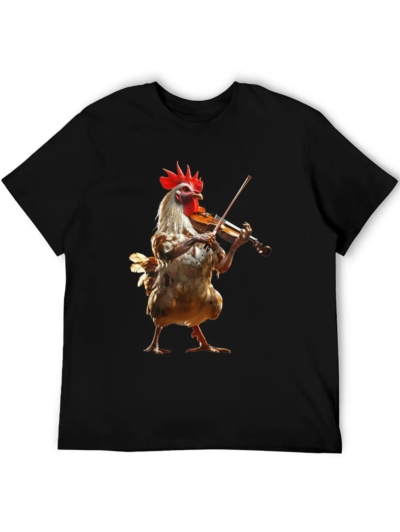 Rooster Violin Lightweight Cotton T-Shirt – Daily Comfort Graphic Shirt