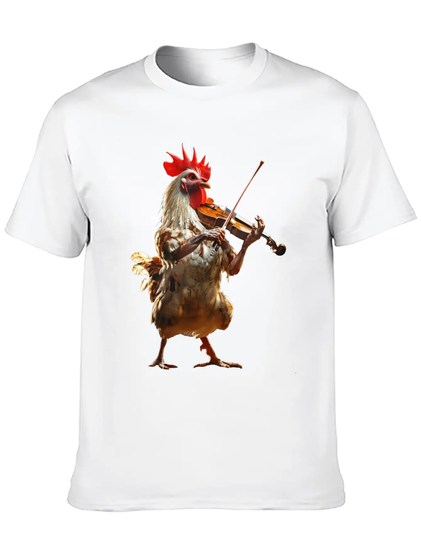 Rooster Violin Lightweight Cotton T-Shirt – Daily Comfort Graphic Shirt