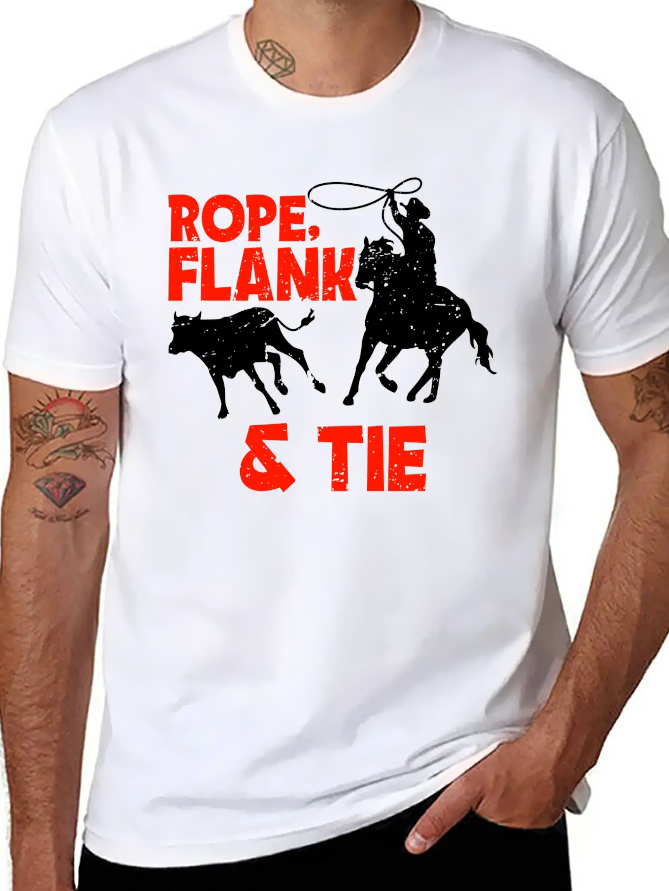 Rope Flank And Tie Cowboy Gift Stylish Everyday T-Shirt – Unisex Basic Cotton Tee