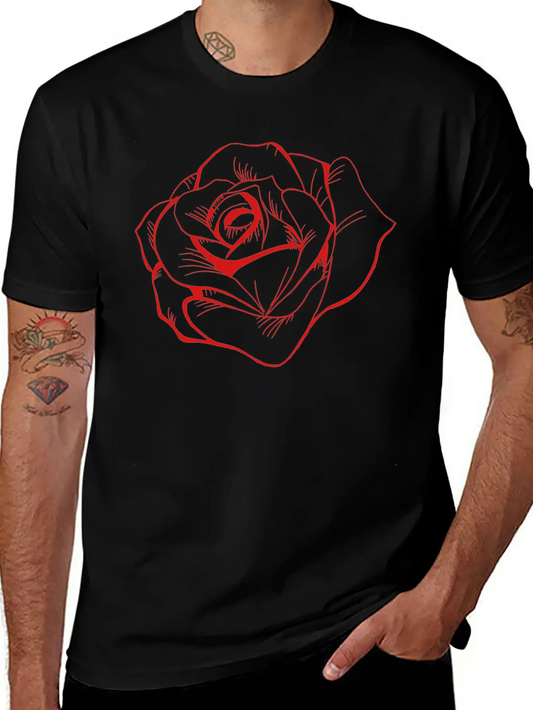 Rose Classic Fit Graphic Tee For Daily Comfort – Unisex Cotton Shirt