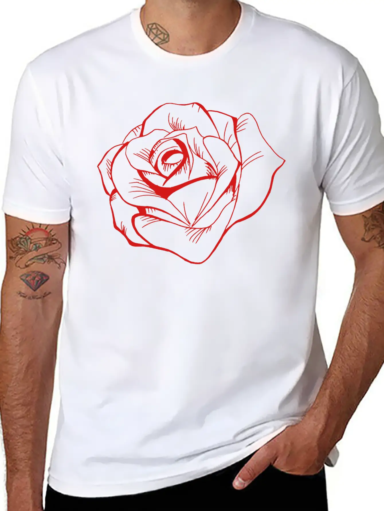 Rose Classic Fit Graphic Tee For Daily Comfort – Unisex Cotton Shirt