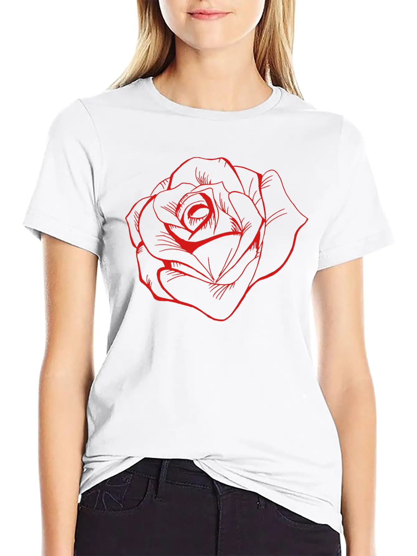 Rose Classic Fit Graphic Tee For Daily Comfort – Unisex Cotton Shirt