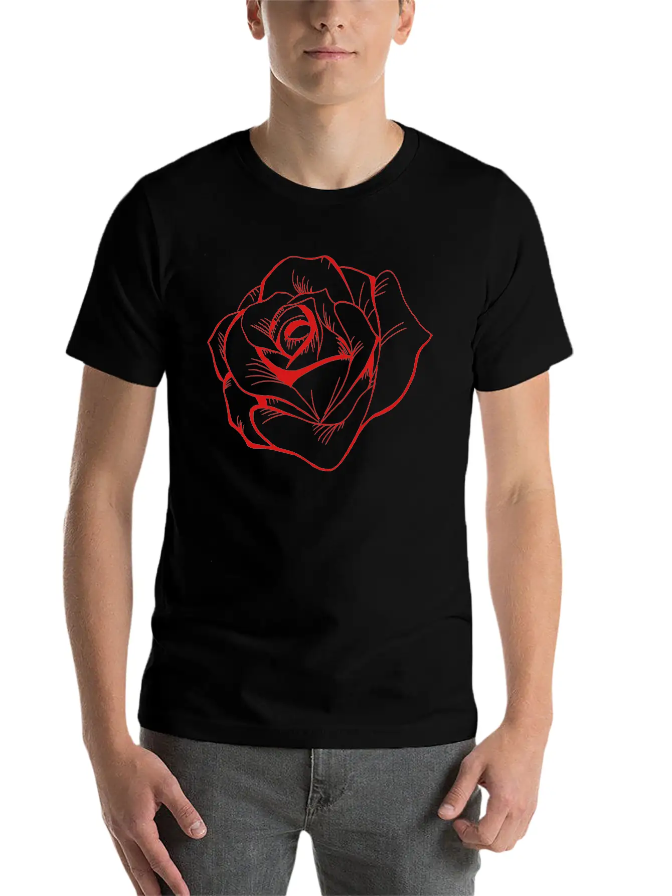 Rose Classic Fit Graphic Tee For Daily Comfort – Unisex Cotton Shirt