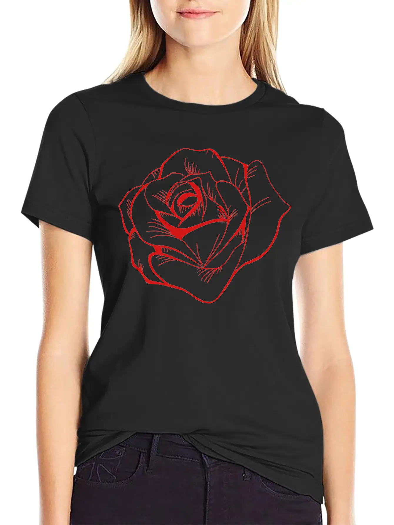 Rose Classic Fit Graphic Tee For Daily Comfort – Unisex Cotton Shirt