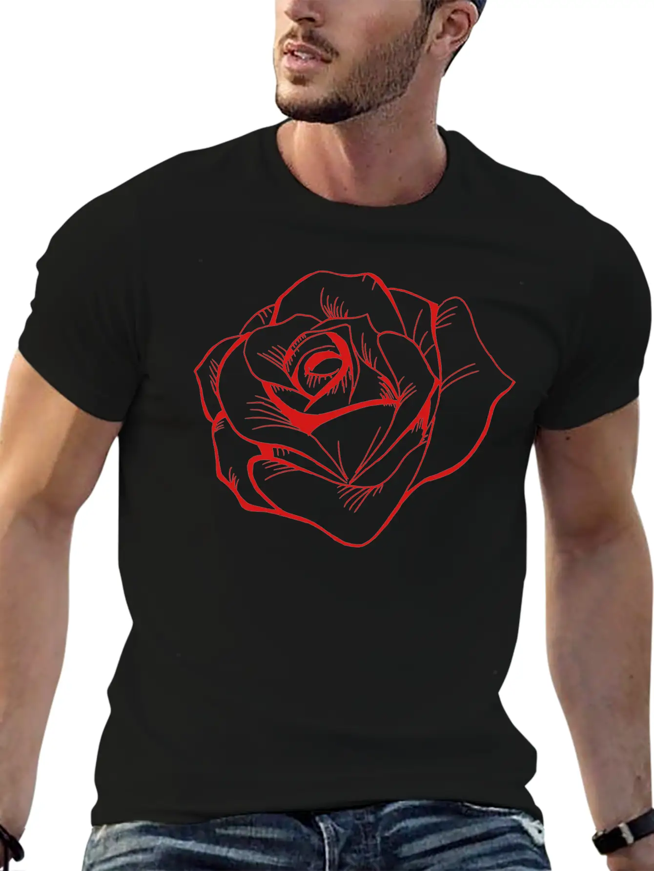 Rose Classic Fit Graphic Tee For Daily Comfort – Unisex Cotton Shirt