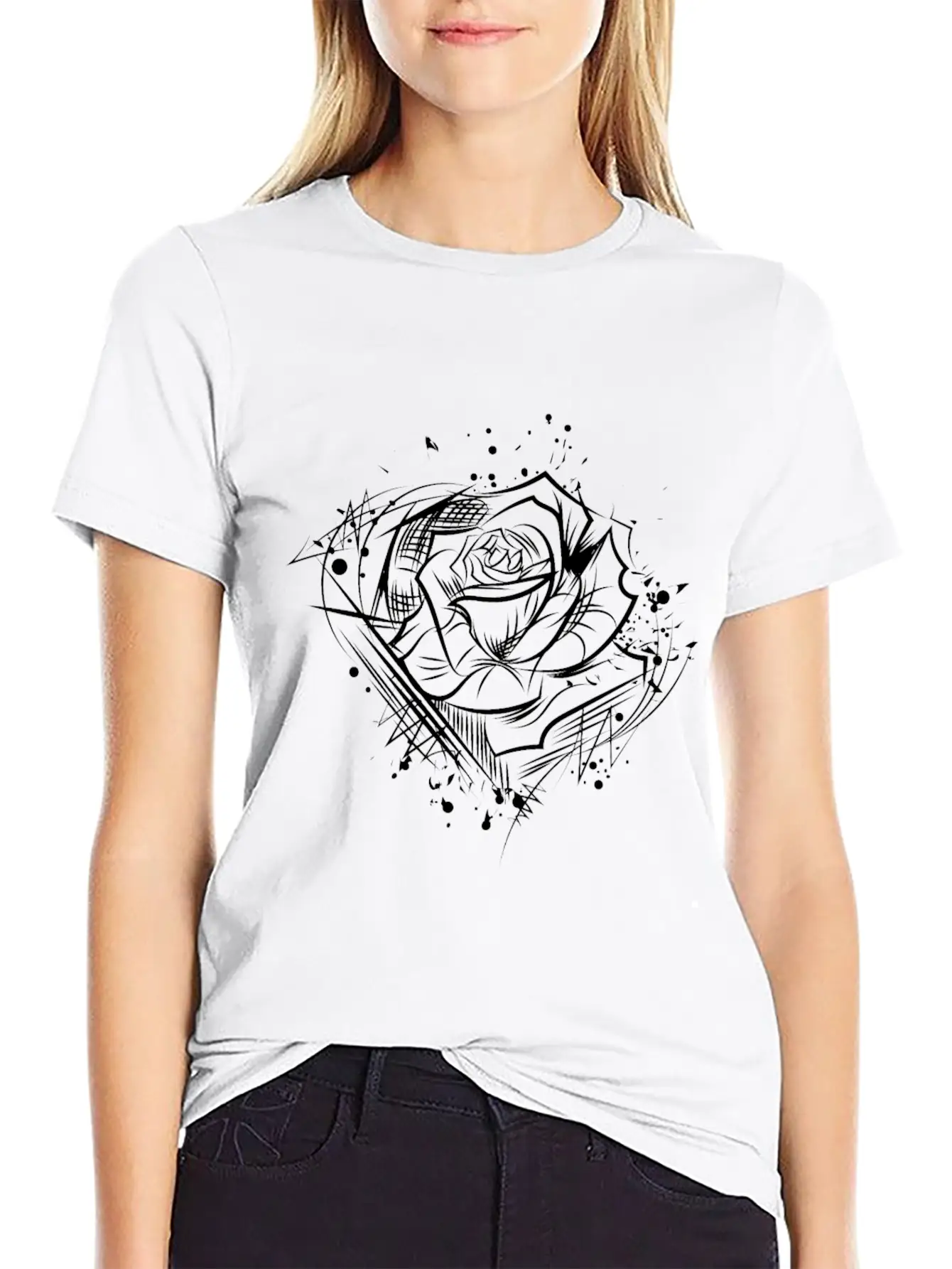 Rose - Drawing Nature Cool Tattoo Idea Soft Cotton Short Sleeve Tee – Unisex Wardrobe Staple