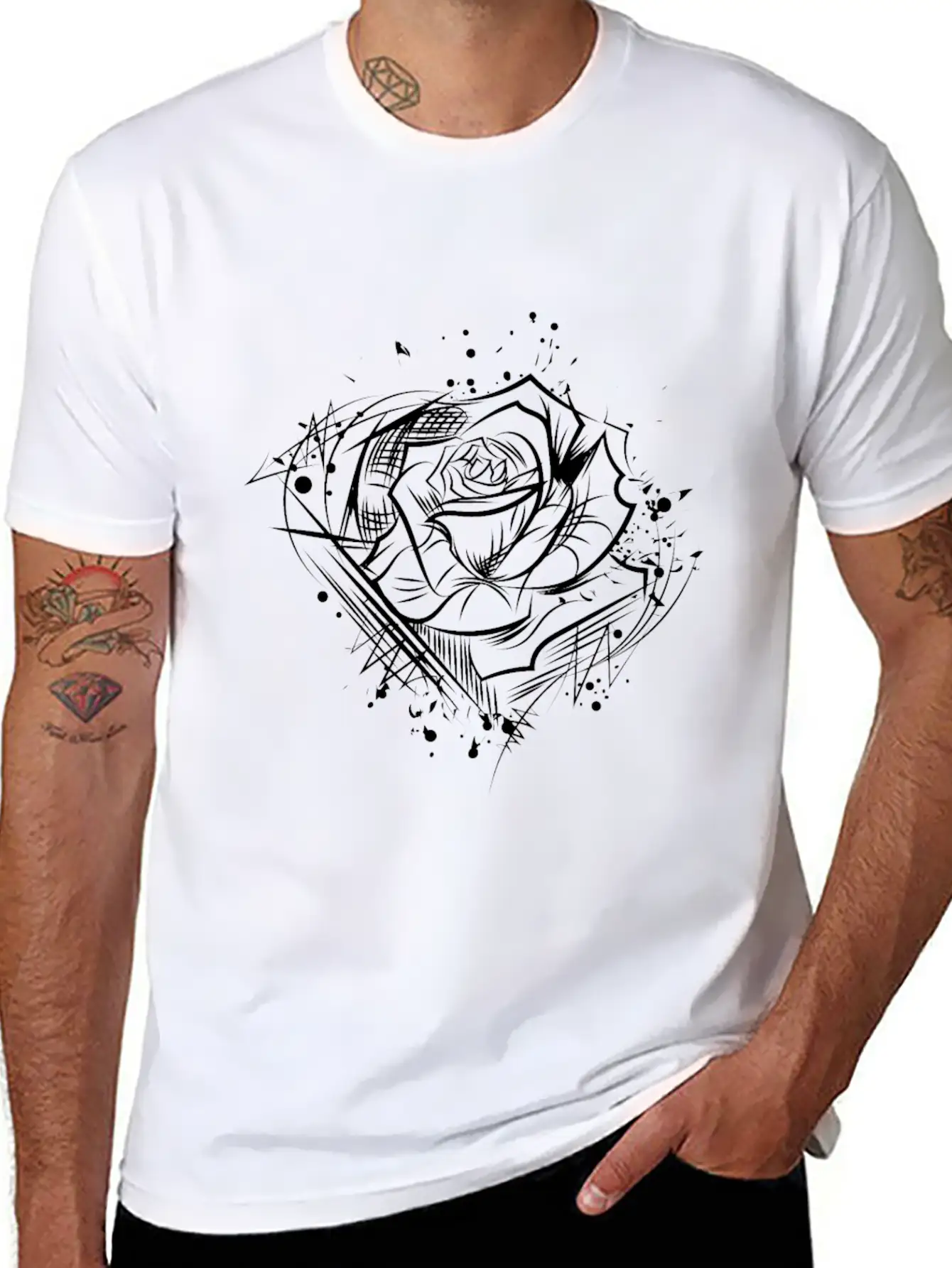 Rose - Drawing Nature Cool Tattoo Idea Soft Cotton Short Sleeve Tee – Unisex Wardrobe Staple
