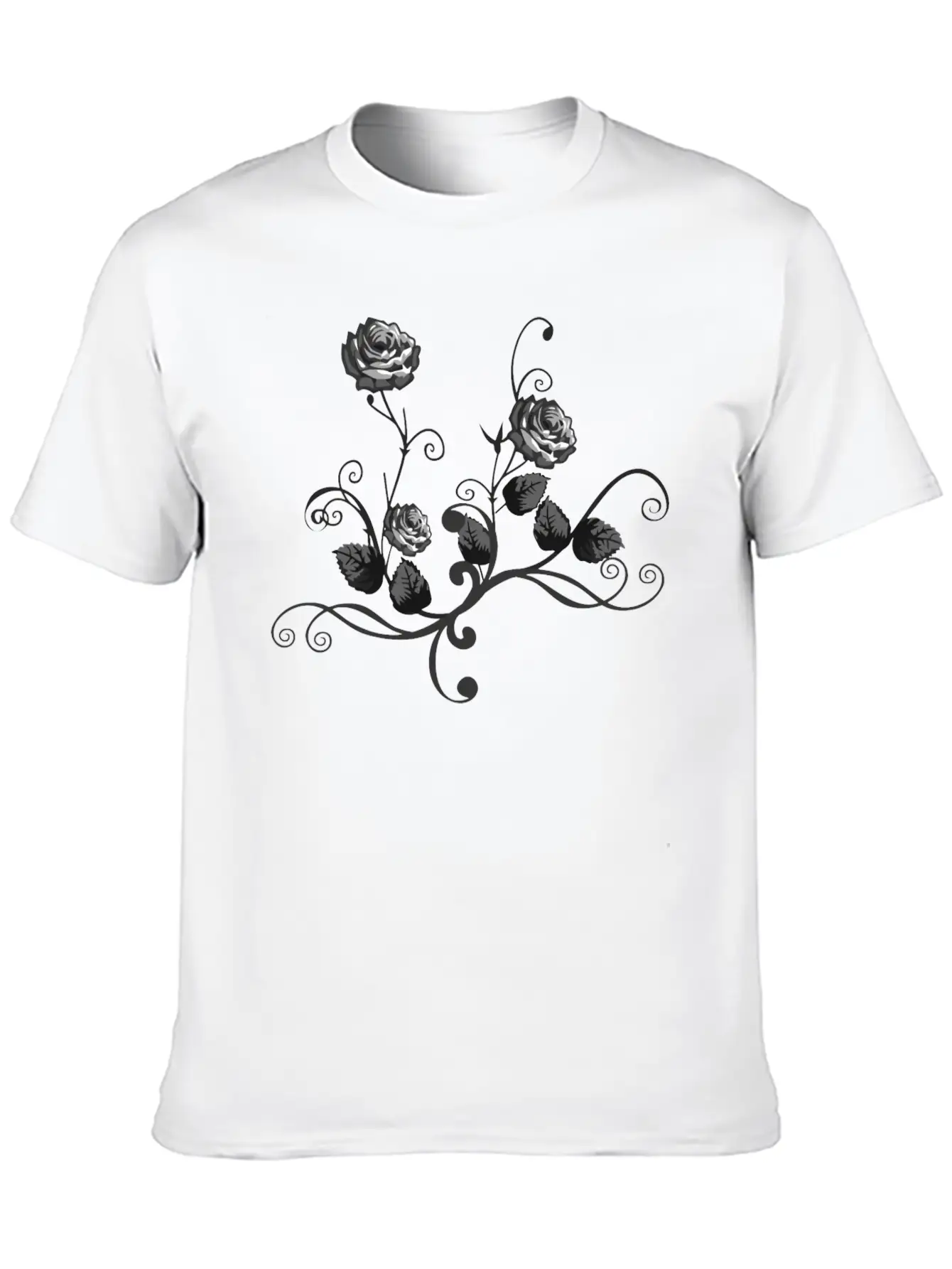 Rose Floral Flourish 6 Modern Fit Casual T-Shirt – Clean And Versatile Design