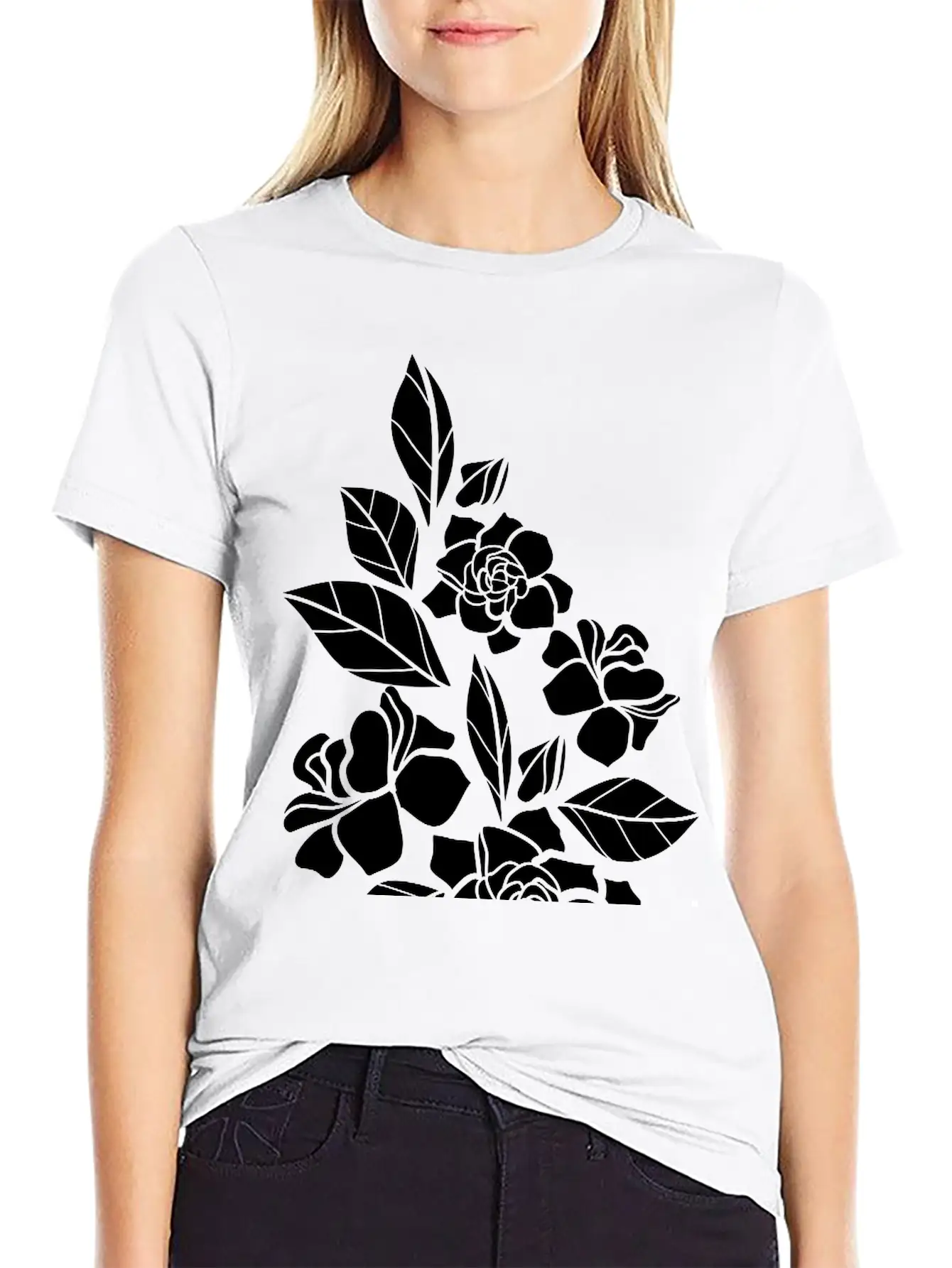 Rose Floral Relaxed Everyday Tee – Lightweight And Durable Cotton