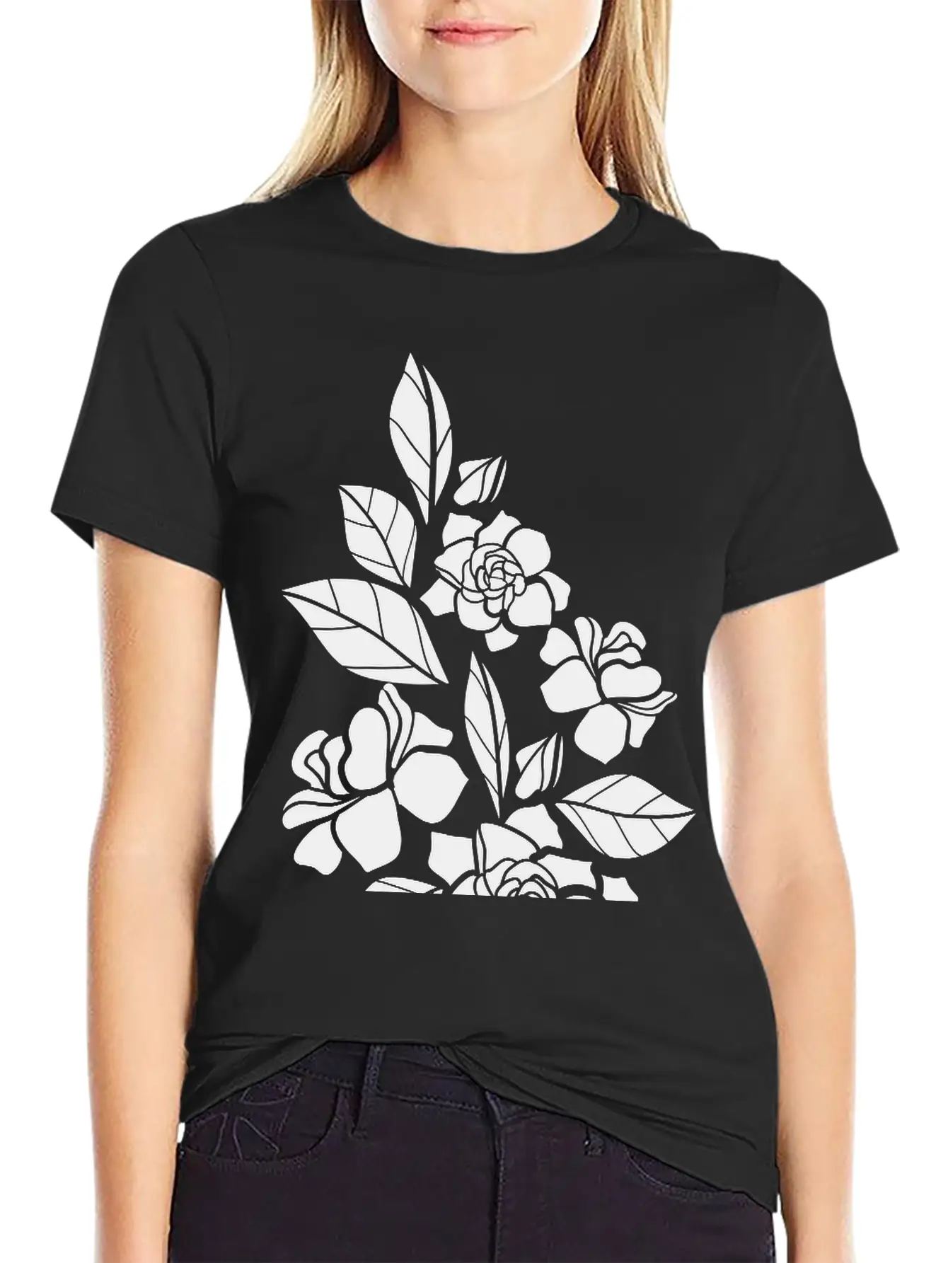 Rose Floral Relaxed Everyday Tee – Lightweight And Durable Cotton