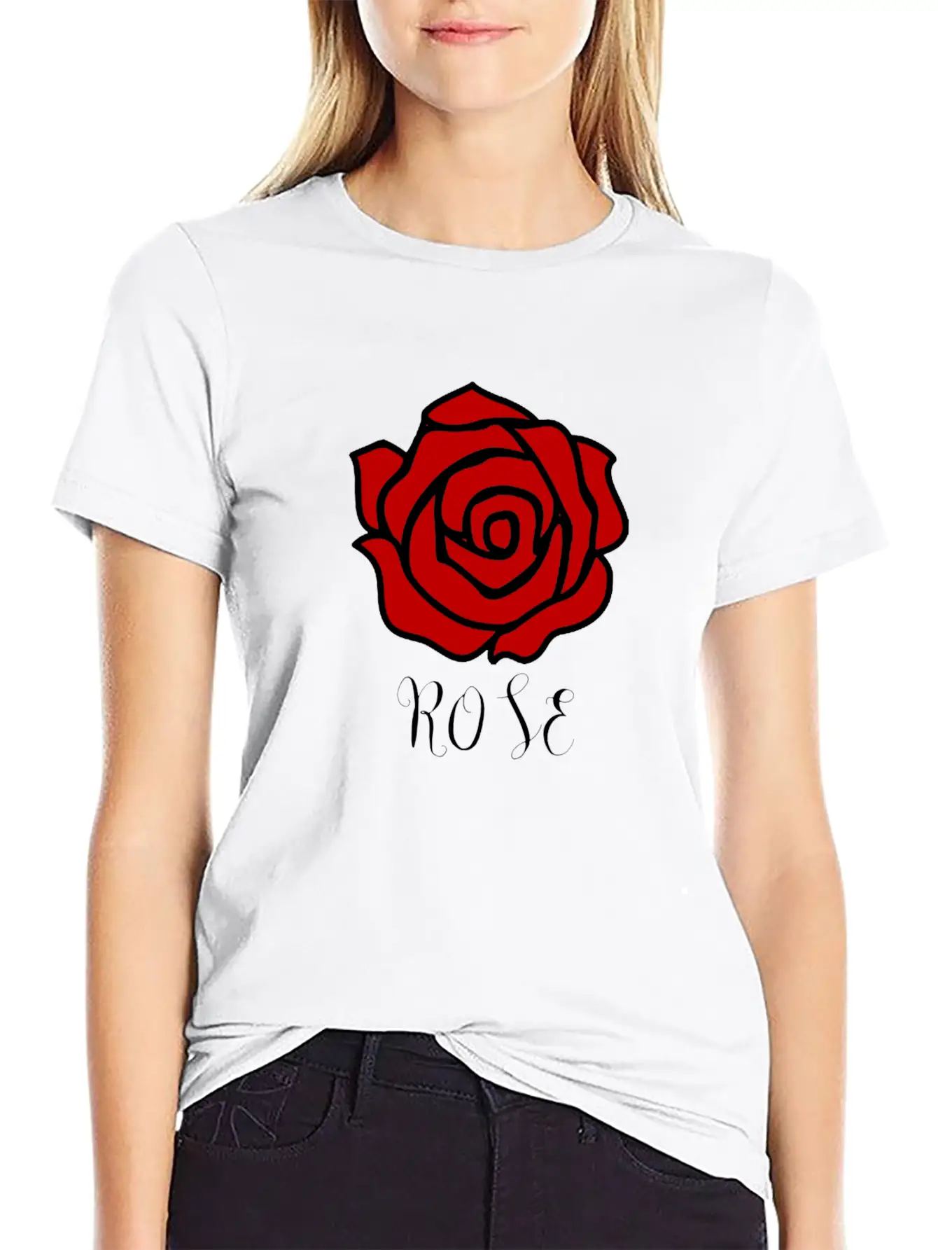 Rose Flower Cute T-Shirt Red Modern Relaxed Everyday Tee – Lightweight And Durable Cotton