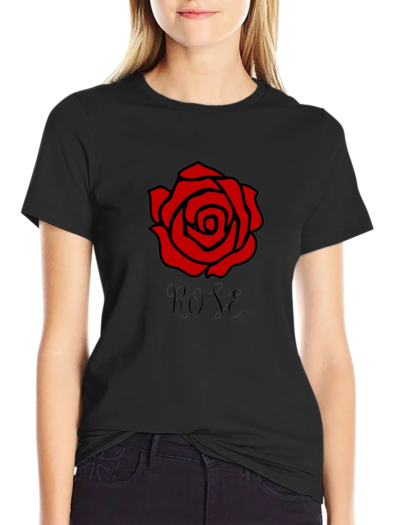 Rose Flower Cute T-Shirt Red Modern Relaxed Everyday Tee – Lightweight And Durable Cotton