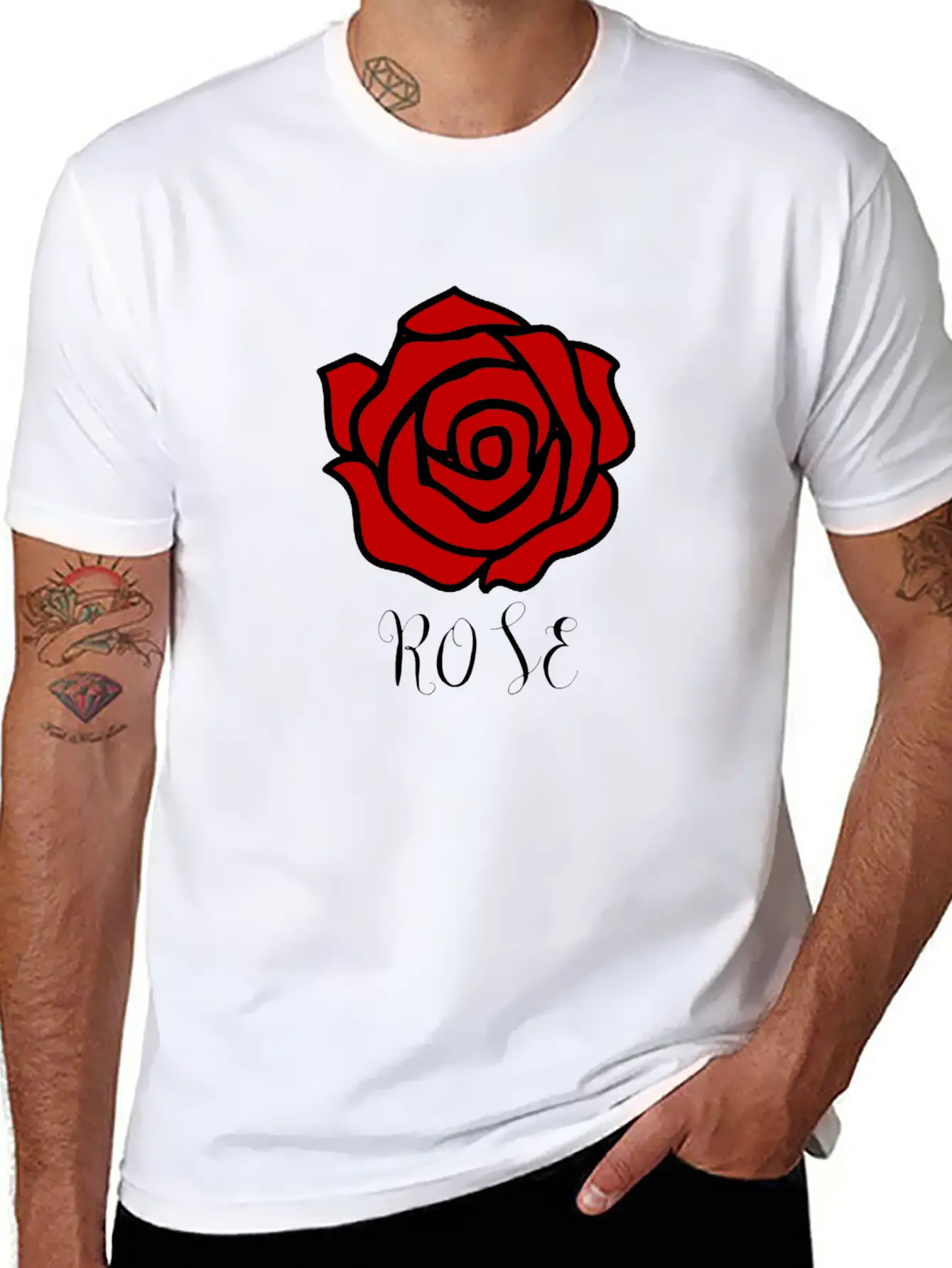 Rose Flower Cute T-Shirt Red Modern Relaxed Everyday Tee – Lightweight And Durable Cotton