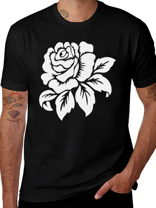 Rose Motif Modern Fit Casual T-Shirt – Clean And Versatile Design