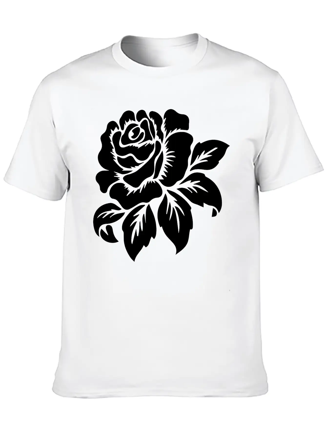 Rose Motif Modern Fit Casual T-Shirt – Clean And Versatile Design