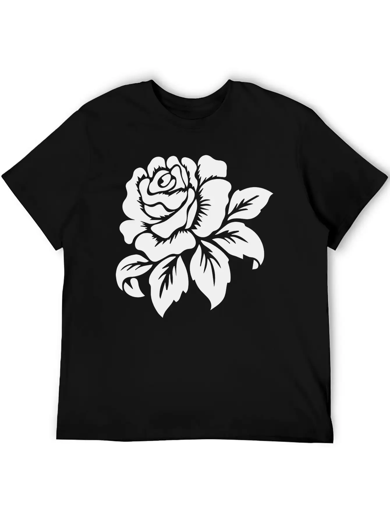 Rose Motif Modern Fit Casual T-Shirt – Clean And Versatile Design