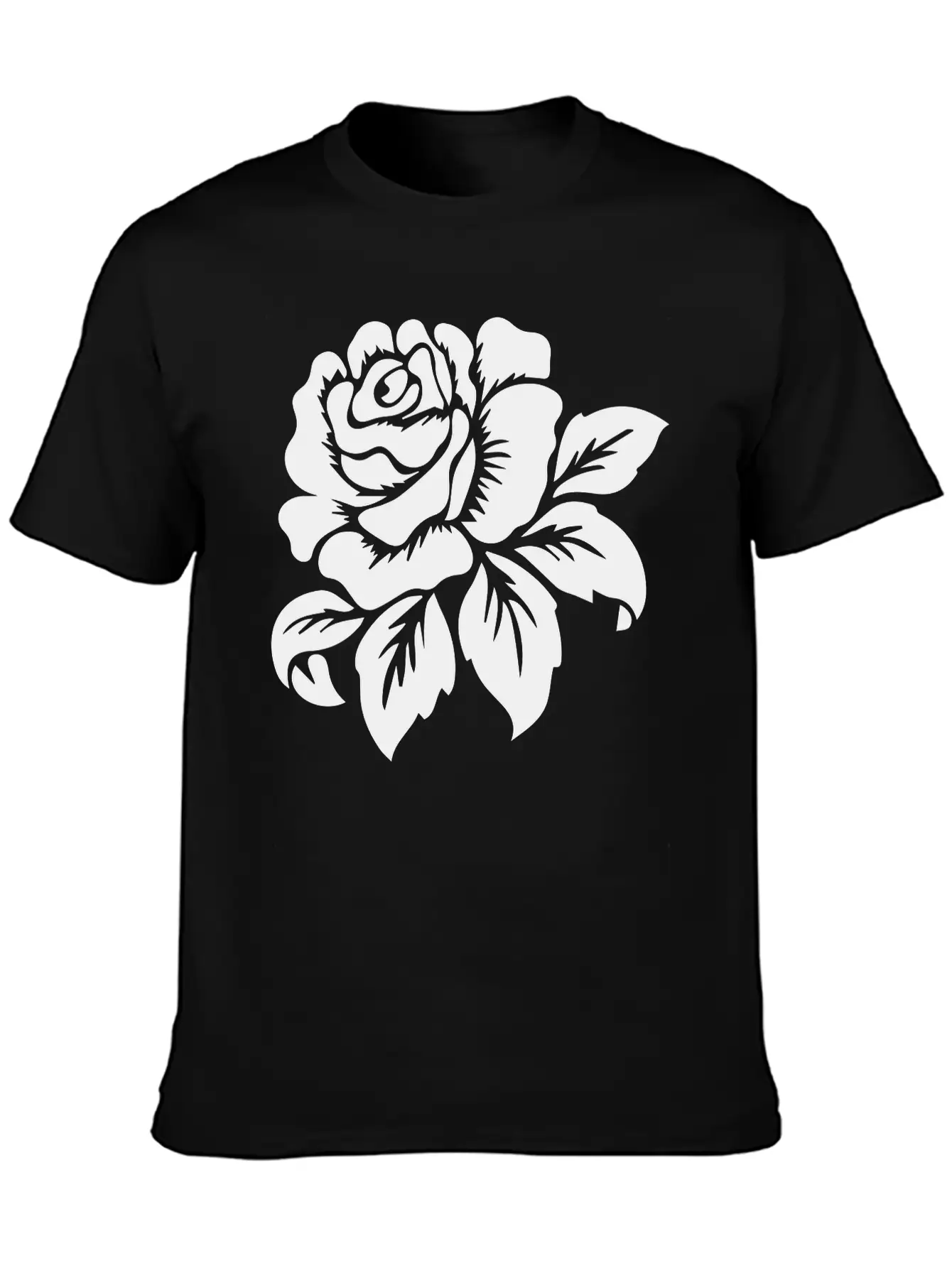 Rose Motif Modern Fit Casual T-Shirt – Clean And Versatile Design