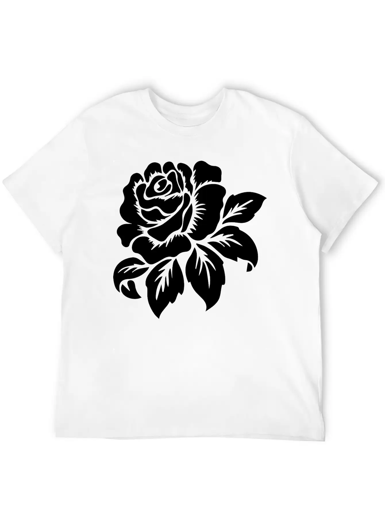 Rose Motif Modern Fit Casual T-Shirt – Clean And Versatile Design