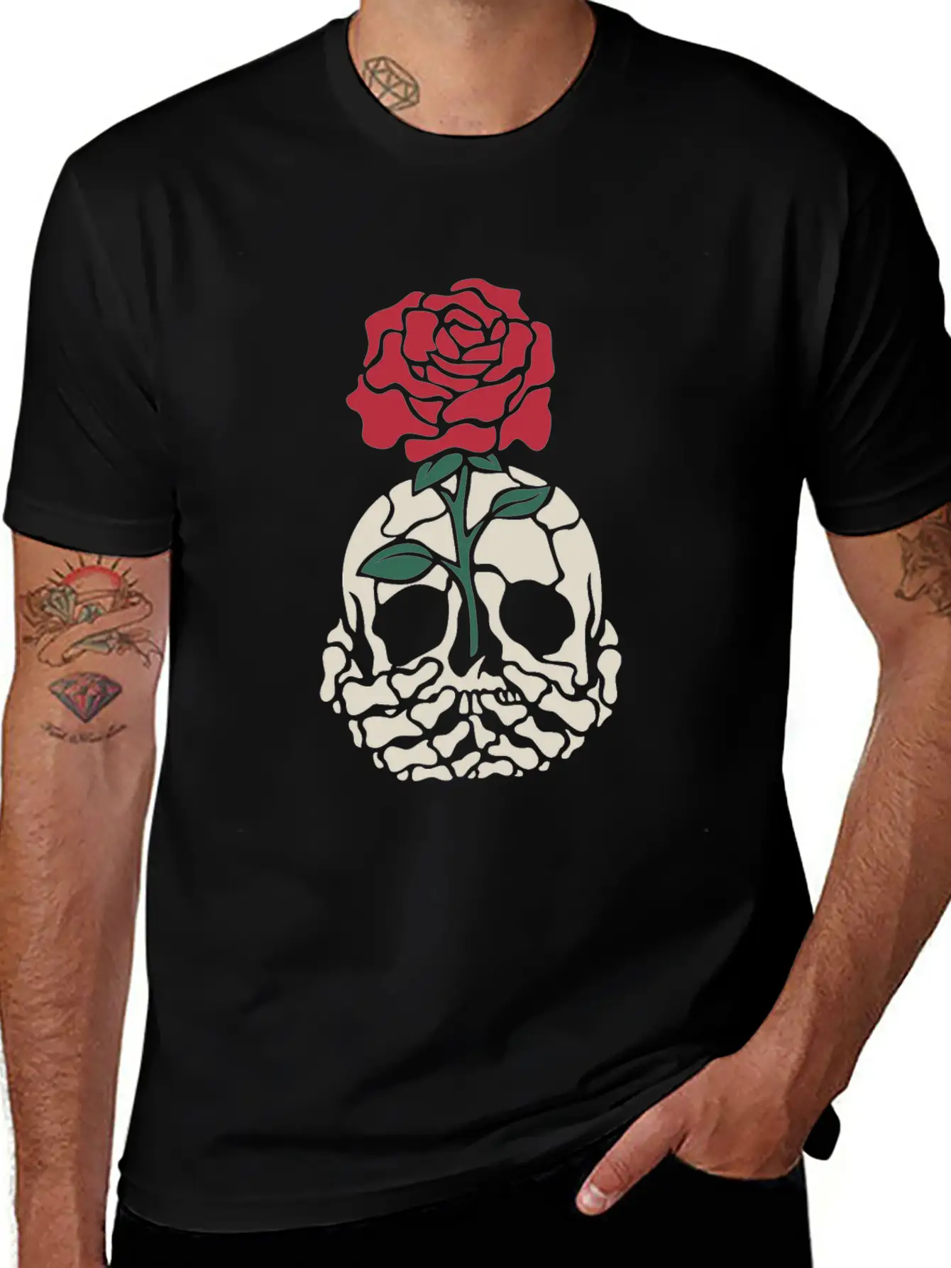 Rose Skull Classic Fit Graphic Tee For Daily Comfort – Unisex Cotton Shirt
