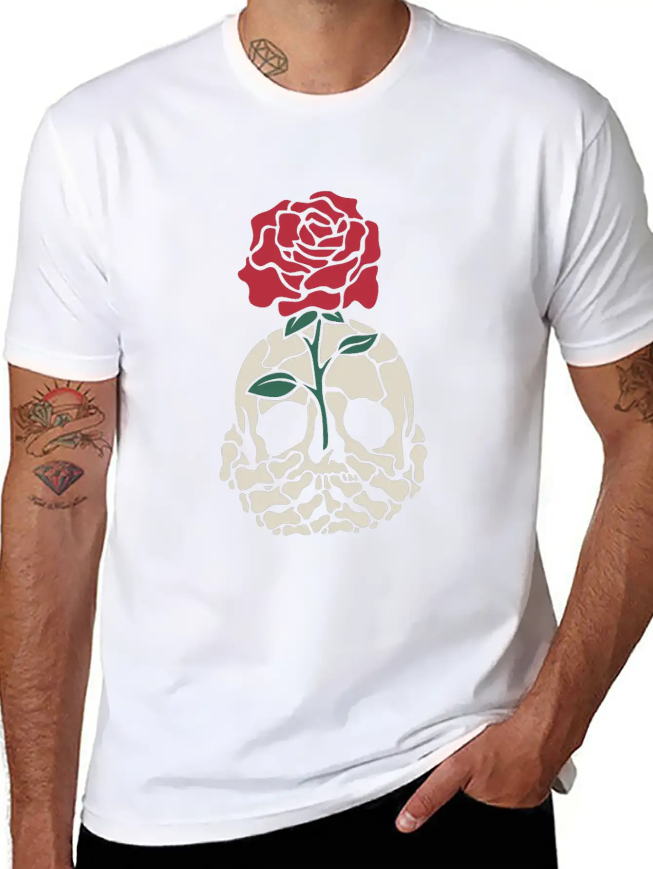 Rose Skull Classic Fit Graphic Tee For Daily Comfort – Unisex Cotton Shirt