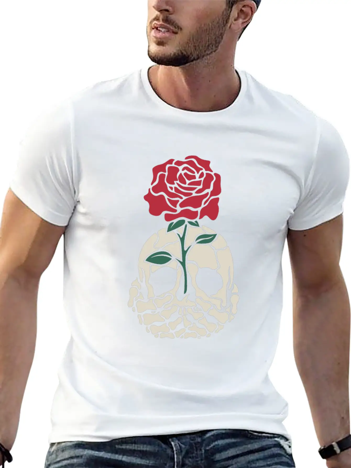 Rose Skull Classic Fit Graphic Tee For Daily Comfort – Unisex Cotton Shirt