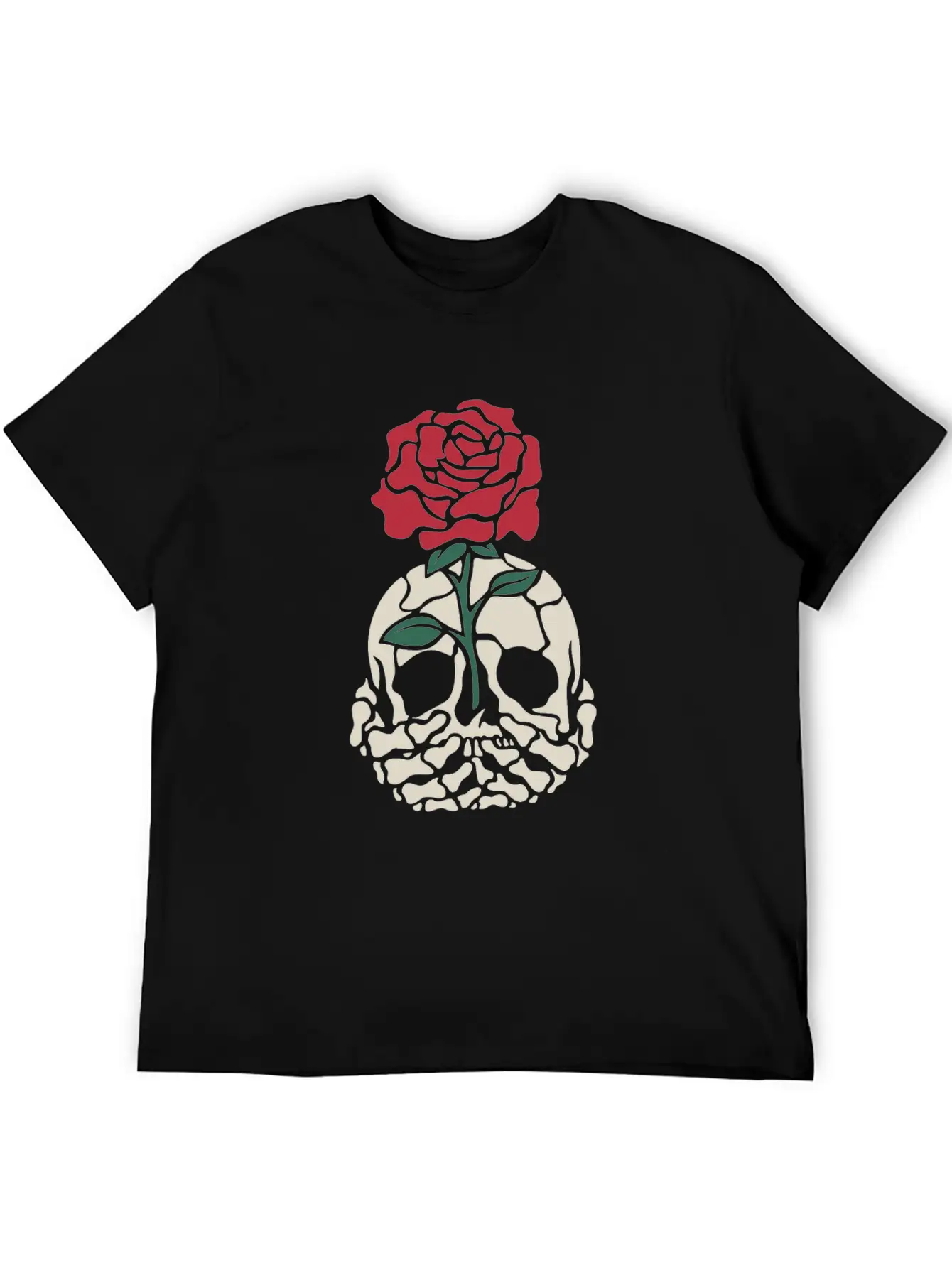 Rose Skull Classic Fit Graphic Tee For Daily Comfort – Unisex Cotton Shirt