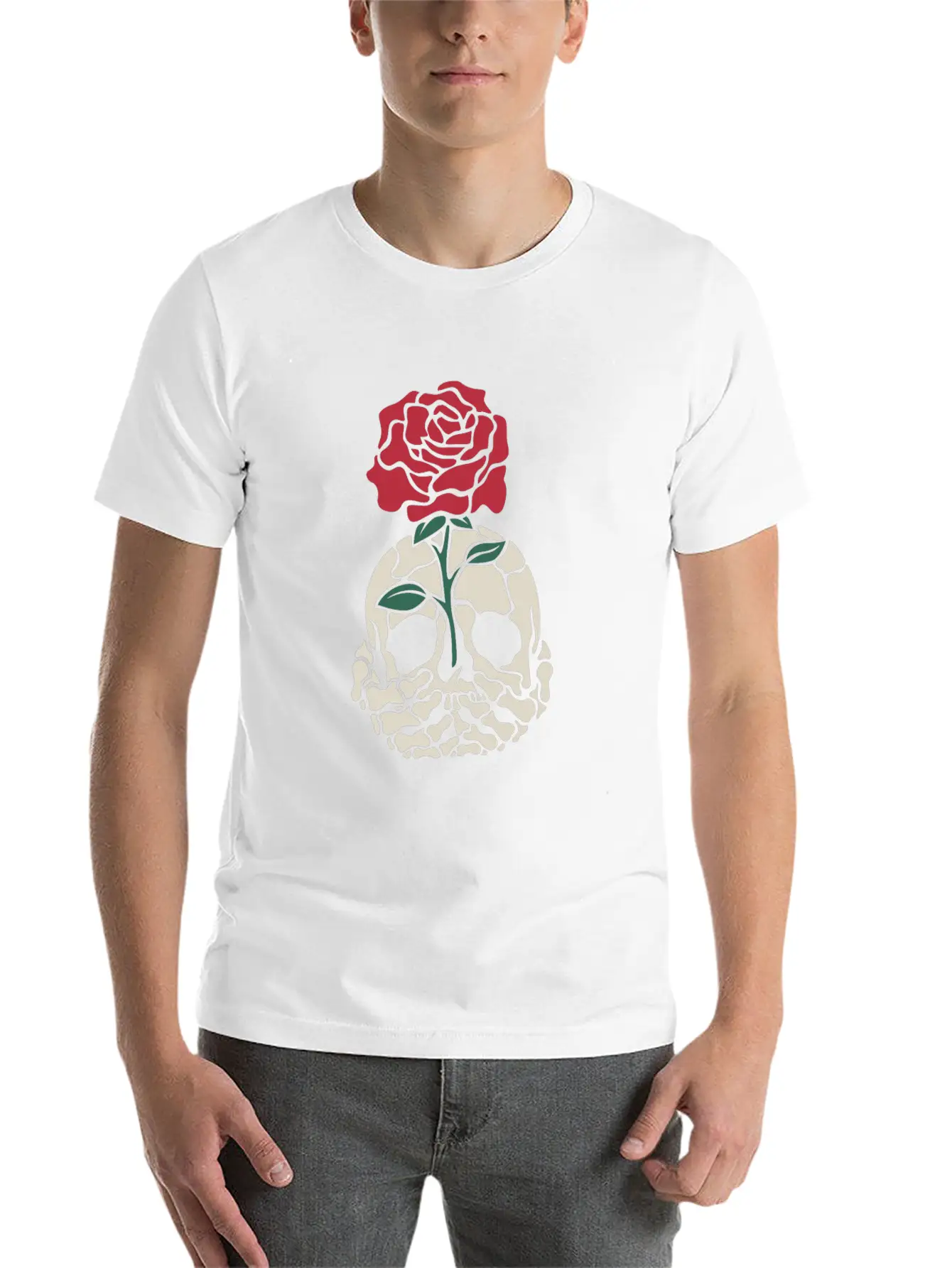 Rose Skull Classic Fit Graphic Tee For Daily Comfort – Unisex Cotton Shirt