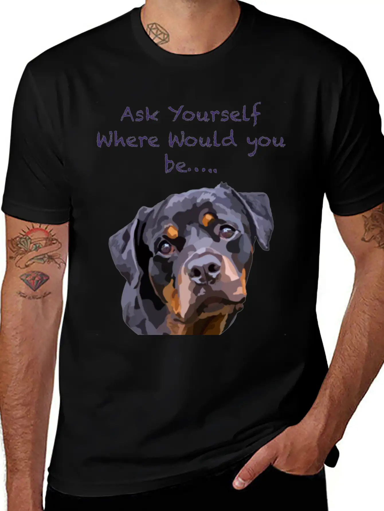 Rottweiler Dog Hand Drawn Digital Art Adorable Unisex Casual T-Shirt – Clean Design For Daily Comfort