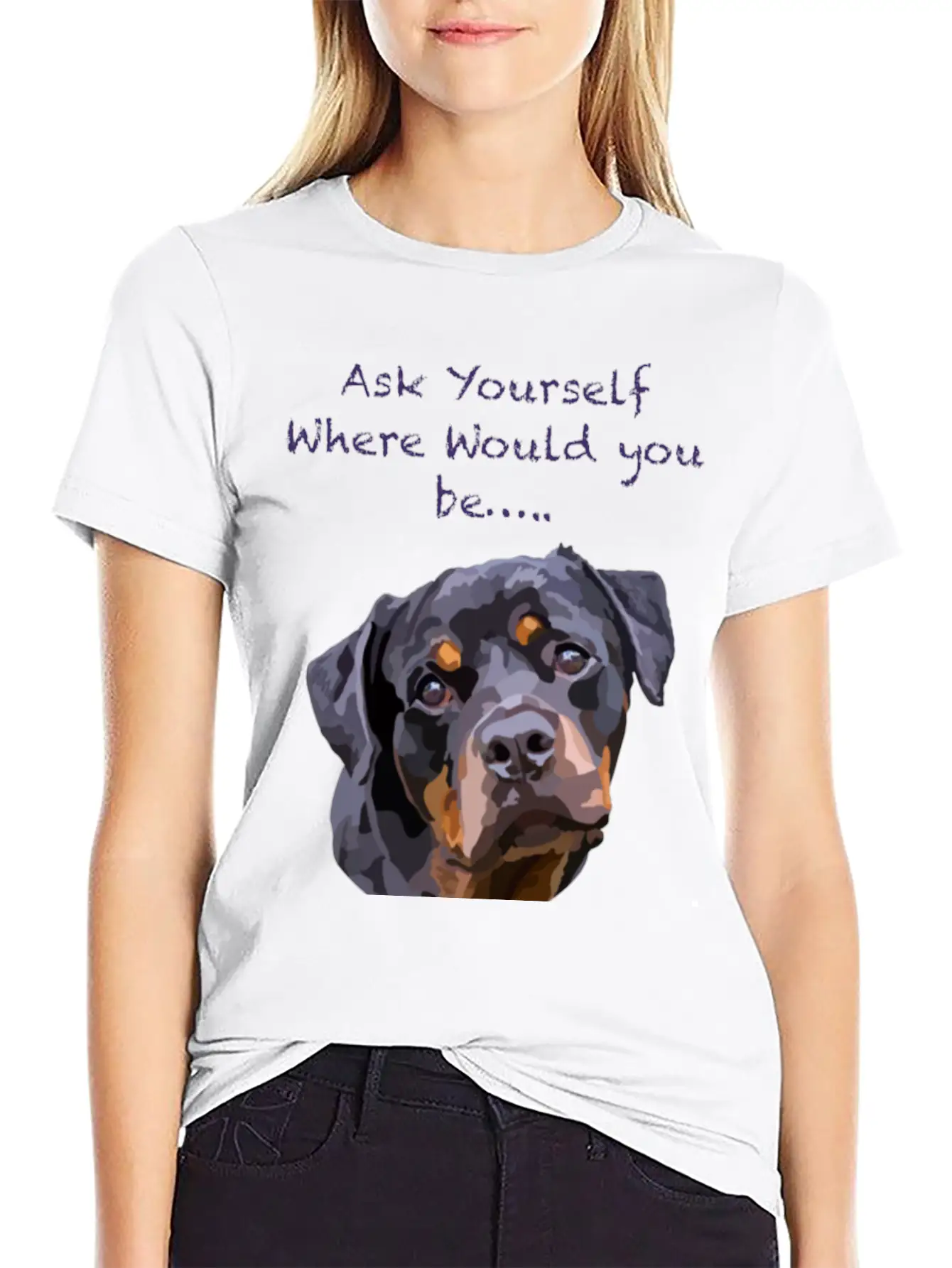 Rottweiler Dog Hand Drawn Digital Art Adorable Unisex Casual T-Shirt – Clean Design For Daily Comfort
