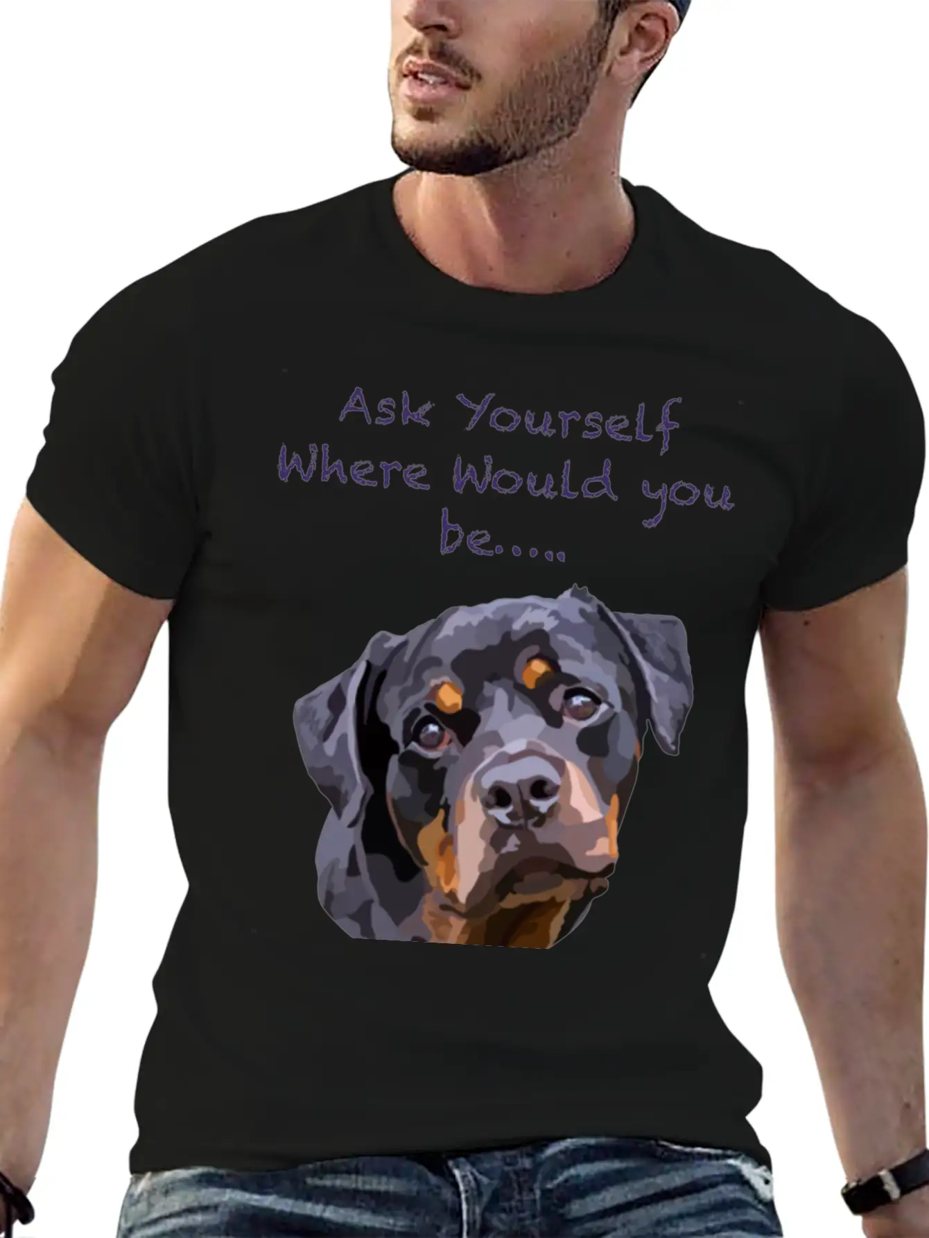 Rottweiler Dog Hand Drawn Digital Art Adorable Unisex Casual T-Shirt – Clean Design For Daily Comfort