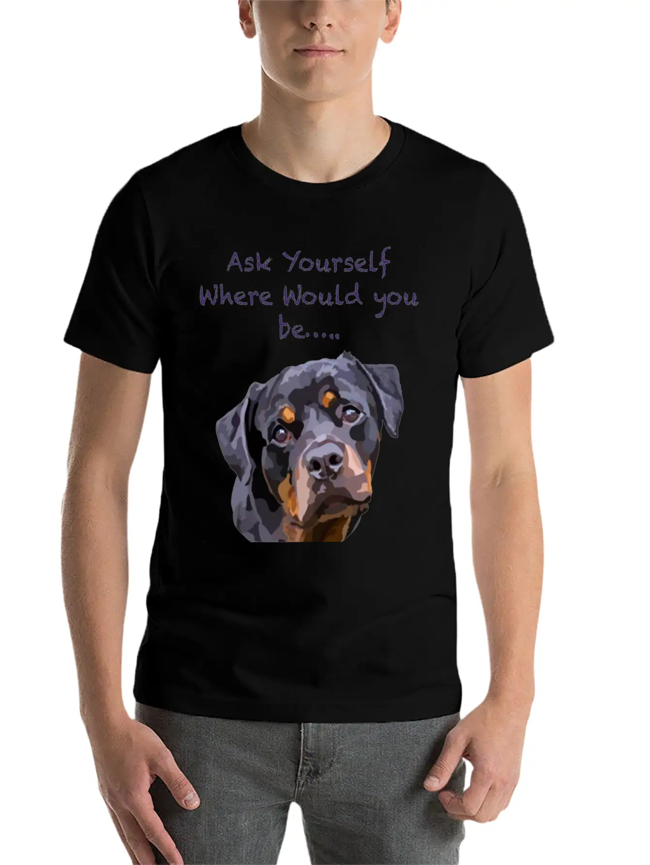 Rottweiler Dog Hand Drawn Digital Art Adorable Unisex Casual T-Shirt – Clean Design For Daily Comfort