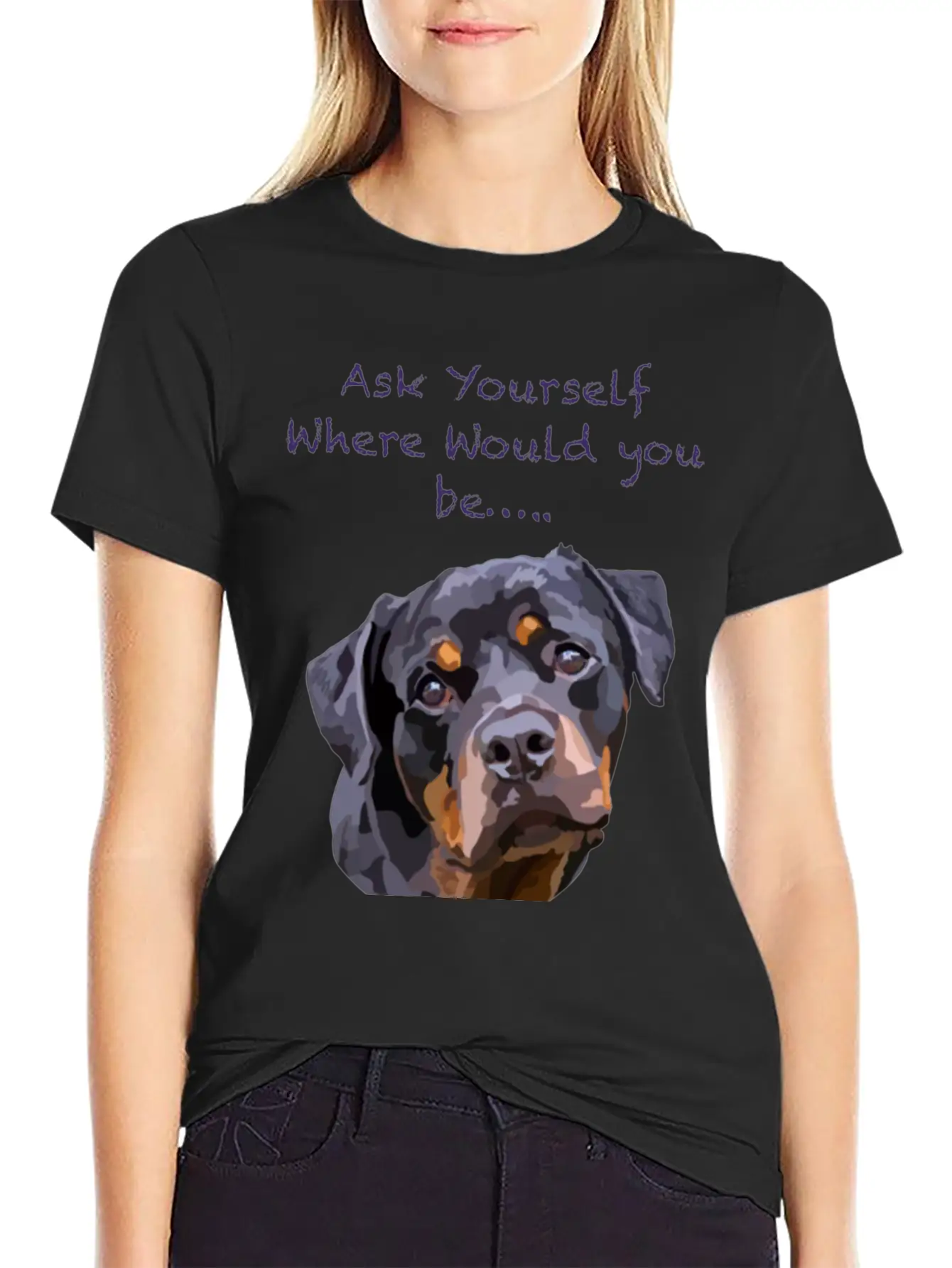 Rottweiler Dog Hand Drawn Digital Art Adorable Unisex Casual T-Shirt – Clean Design For Daily Comfort