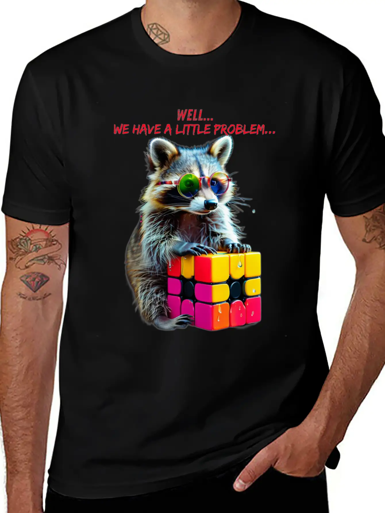 Rubik's Cube And Raccoon Shirt A Small Problem Unisex Casual T-Shirt – Clean Design For Daily Comfort