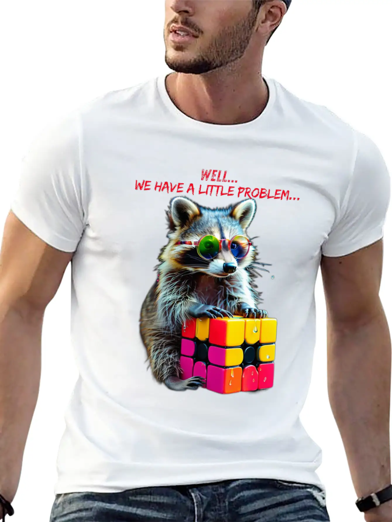 Rubik's Cube And Raccoon Shirt A Small Problem Unisex Casual T-Shirt – Clean Design For Daily Comfort