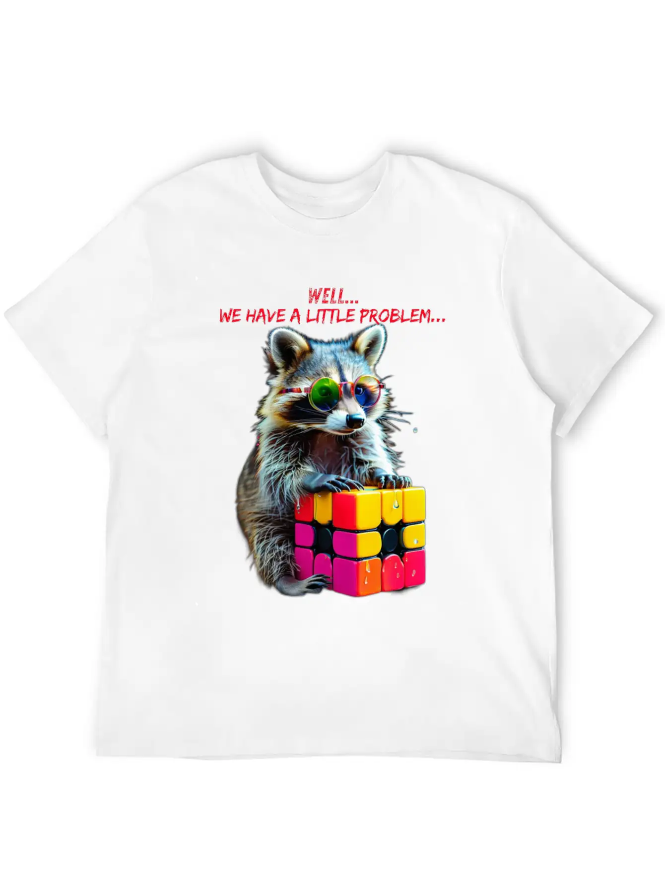 Rubik's Cube And Raccoon Shirt A Small Problem Unisex Casual T-Shirt – Clean Design For Daily Comfort