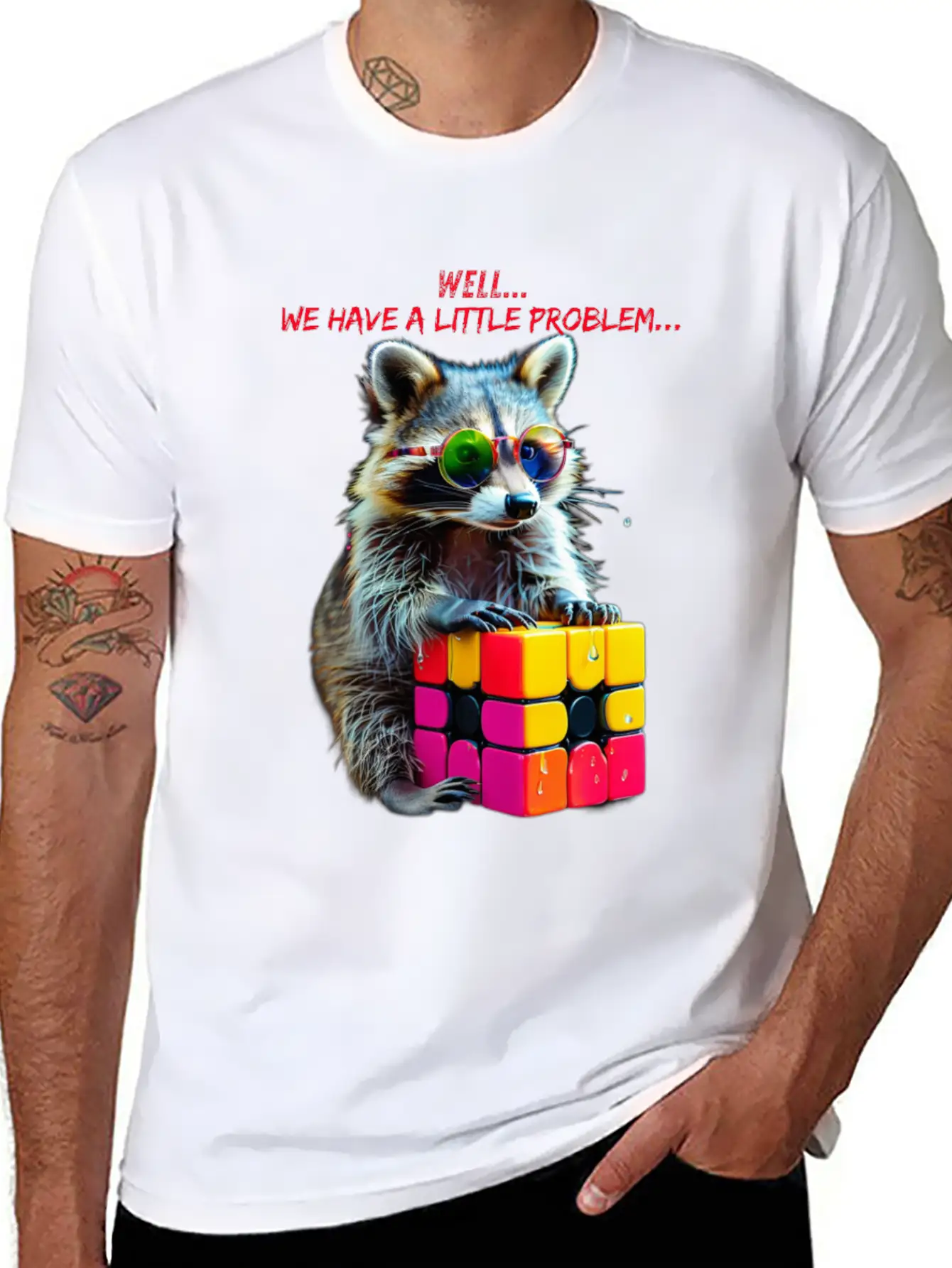 Rubik's Cube And Raccoon Shirt A Small Problem Unisex Casual T-Shirt – Clean Design For Daily Comfort