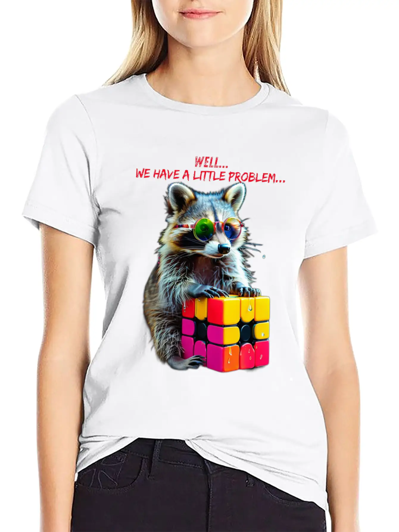 Rubik's Cube And Raccoon Shirt A Small Problem Unisex Casual T-Shirt – Clean Design For Daily Comfort